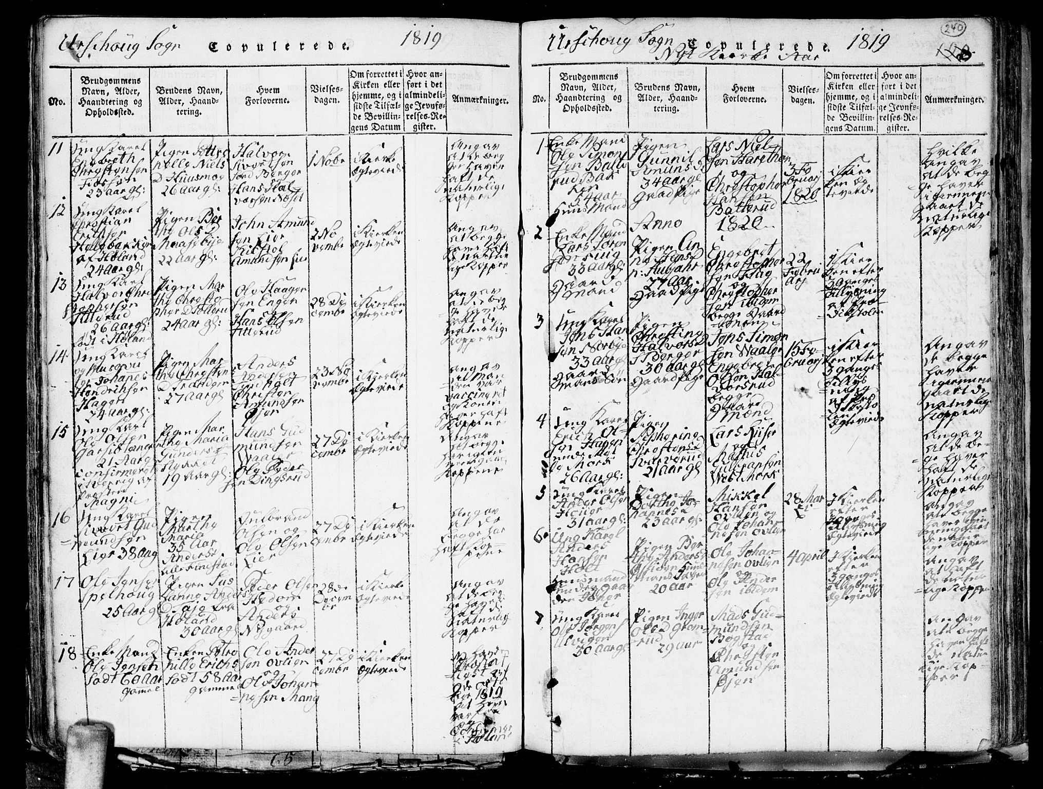 Aurskog prestekontor Kirkebøker, SAO/A-10304a/G/Ga/L0001: Parish register (copy) no. I 1, 1814-1829, p. 240