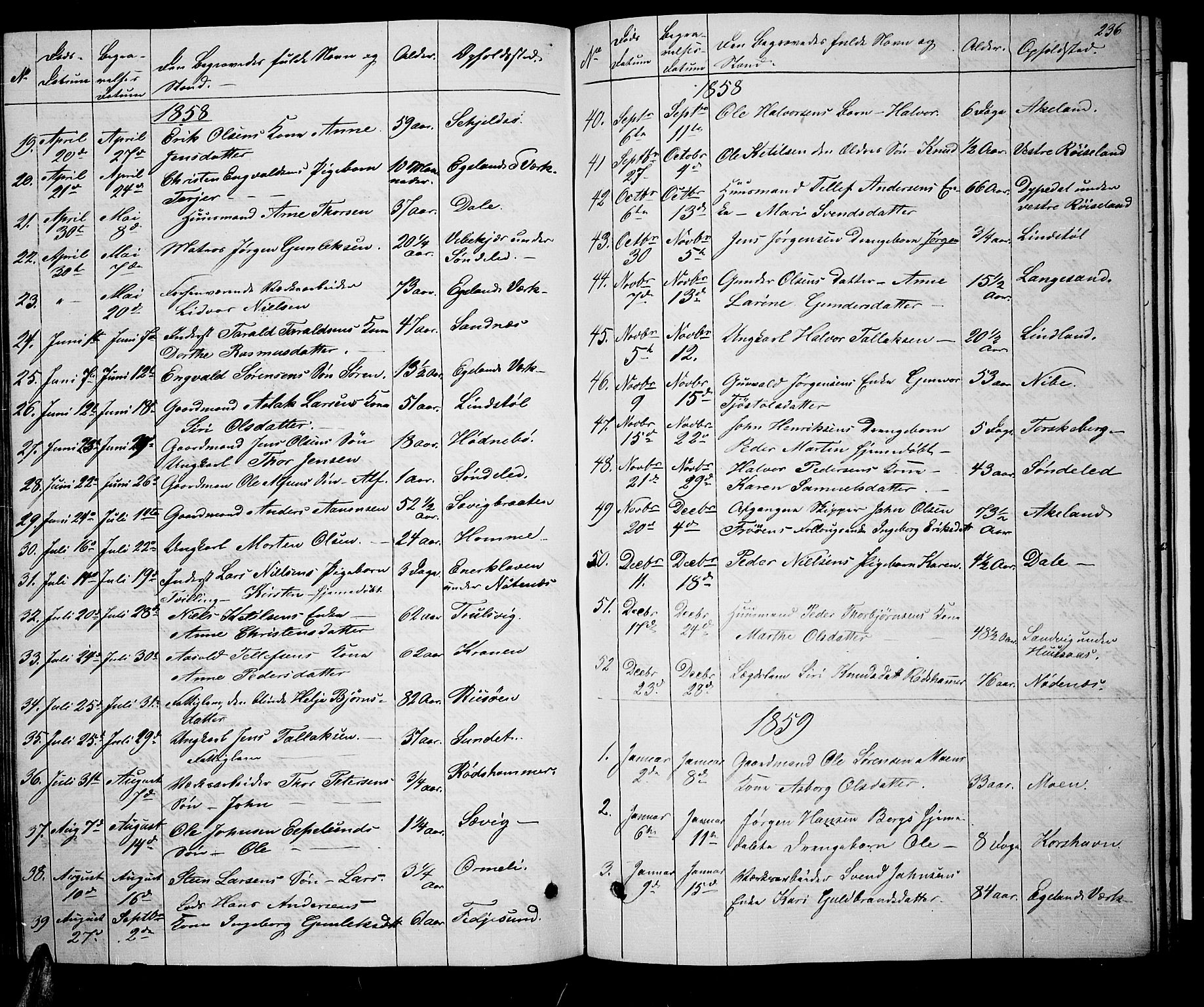 Søndeled sokneprestkontor, SAK/1111-0038/F/Fb/L0004: Parish register (copy) no. B 4, 1857-1884, p. 236