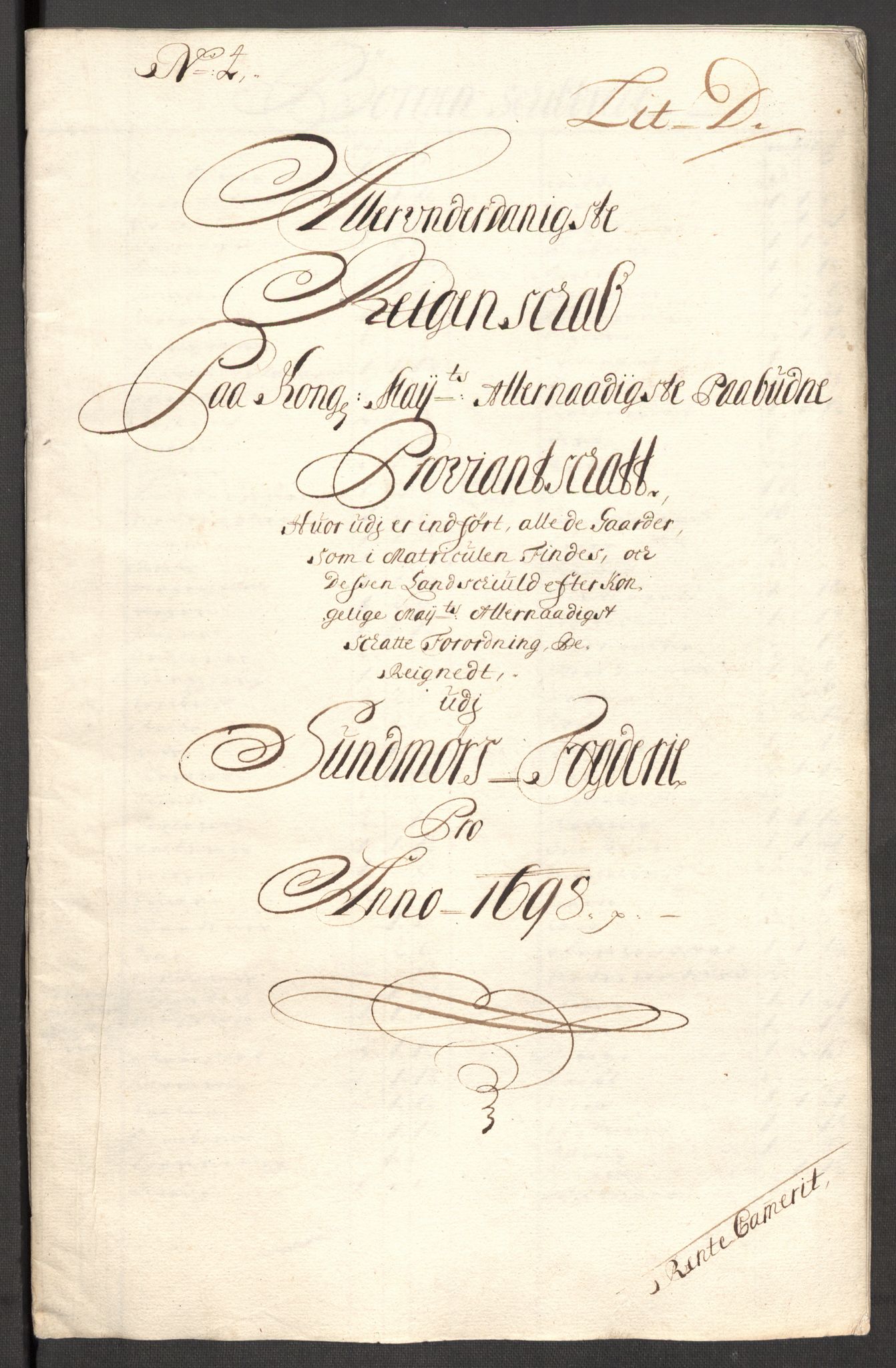 Rentekammeret inntil 1814, Reviderte regnskaper, Fogderegnskap, RA/EA-4092/R54/L3556: Fogderegnskap Sunnmøre, 1696-1698, p. 338