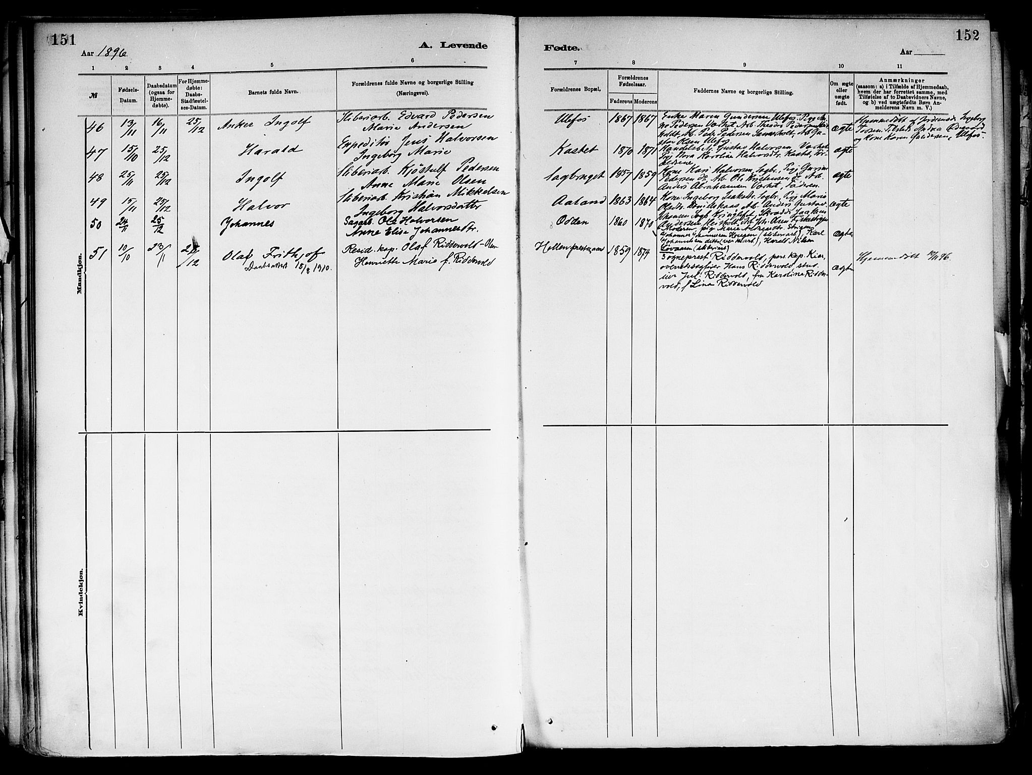 Holla kirkebøker, AV/SAKO-A-272/F/Fa/L0008: Parish register (official) no. 8, 1882-1897, p. 151