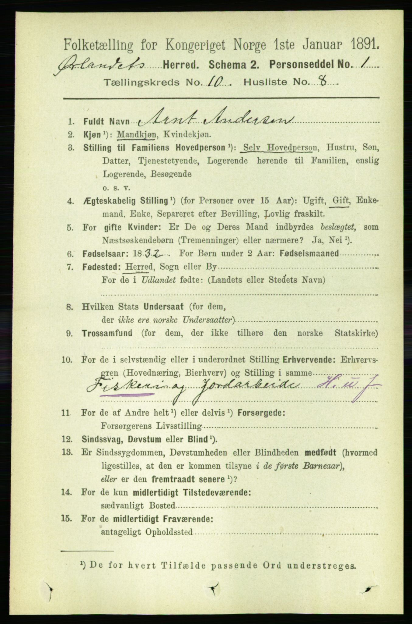 RA, 1891 census for 1621 Ørland, 1891, p. 4252