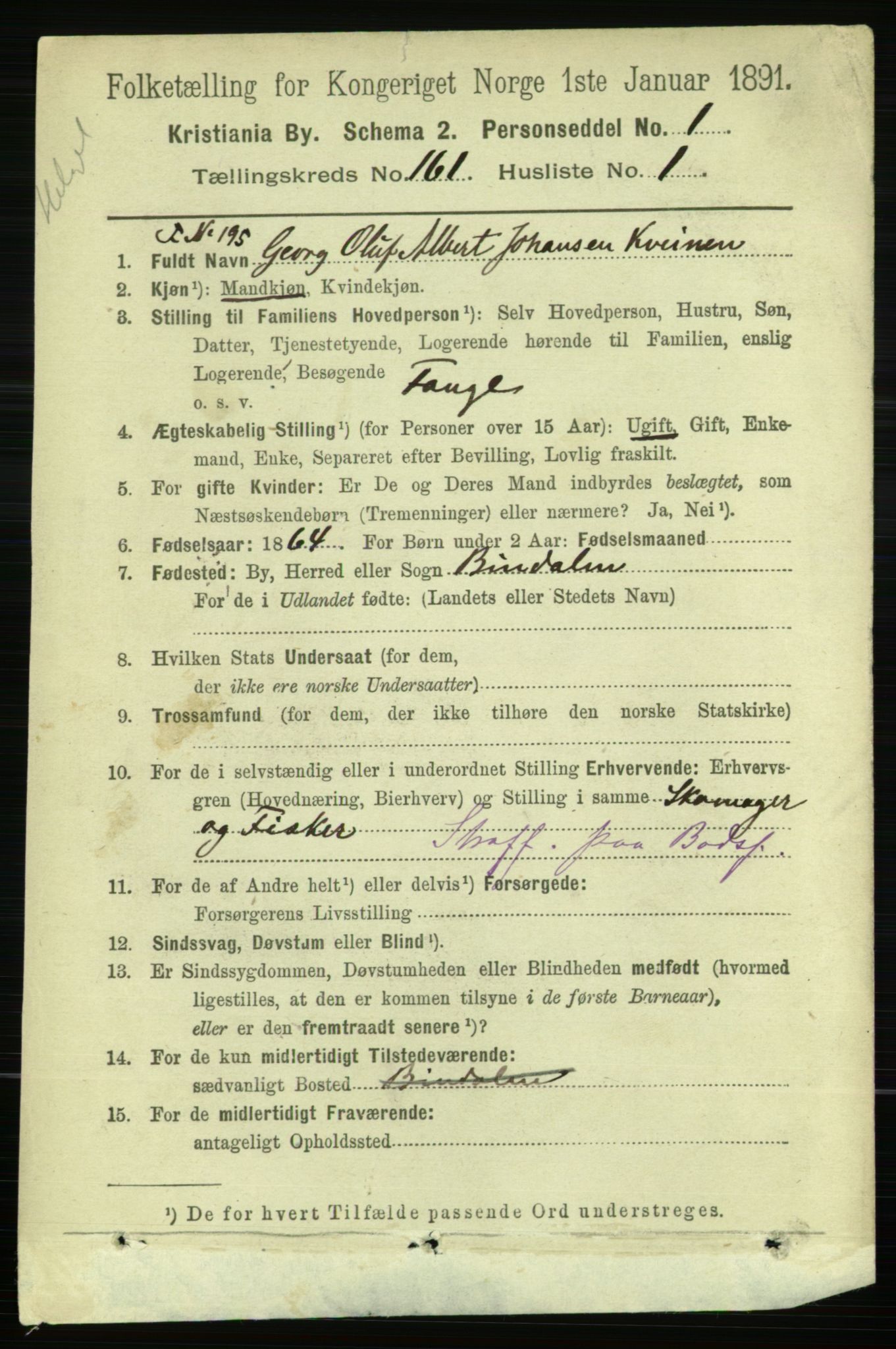 RA, 1891 census for 0301 Kristiania, 1891, p. 91419