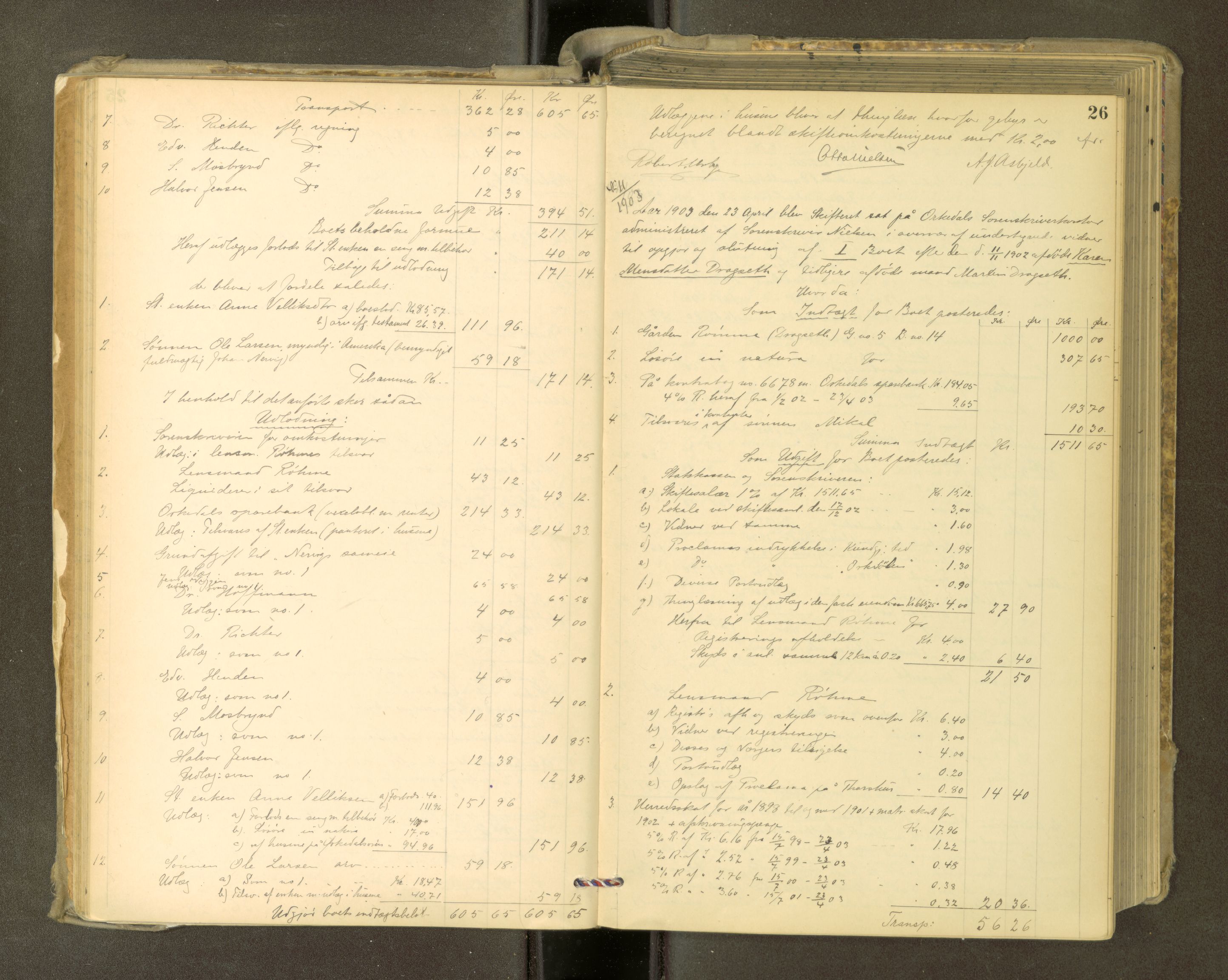 Orkdal sorenskriveri, AV/SAT-A-4169/1/3/3Aa/L0015: Skifteprotokoller, 1902-1915, p. 25b-26a