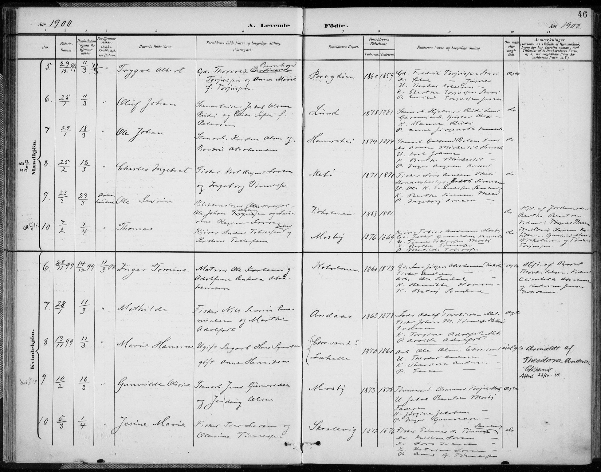Oddernes sokneprestkontor, SAK/1111-0033/F/Fa/Faa/L0010: Parish register (official) no. A 10, 1897-1911, p. 46