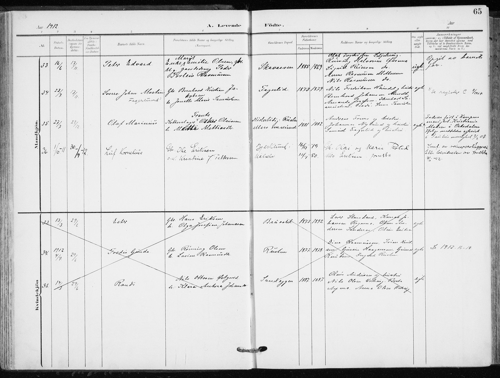 Målselv sokneprestembete, AV/SATØ-S-1311/G/Ga/Gaa/L0011kirke: Parish register (official) no. 11, 1904-1918, p. 65