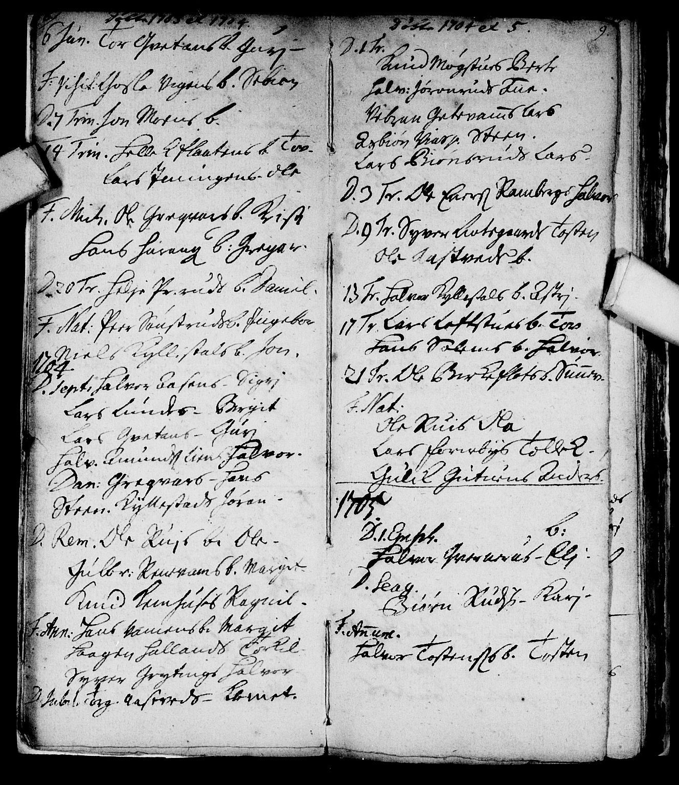 Nore kirkebøker, SAKO/A-238/F/Fc/L0001: Parish register (official) no. III 1, 1696-1714, p. 8-9