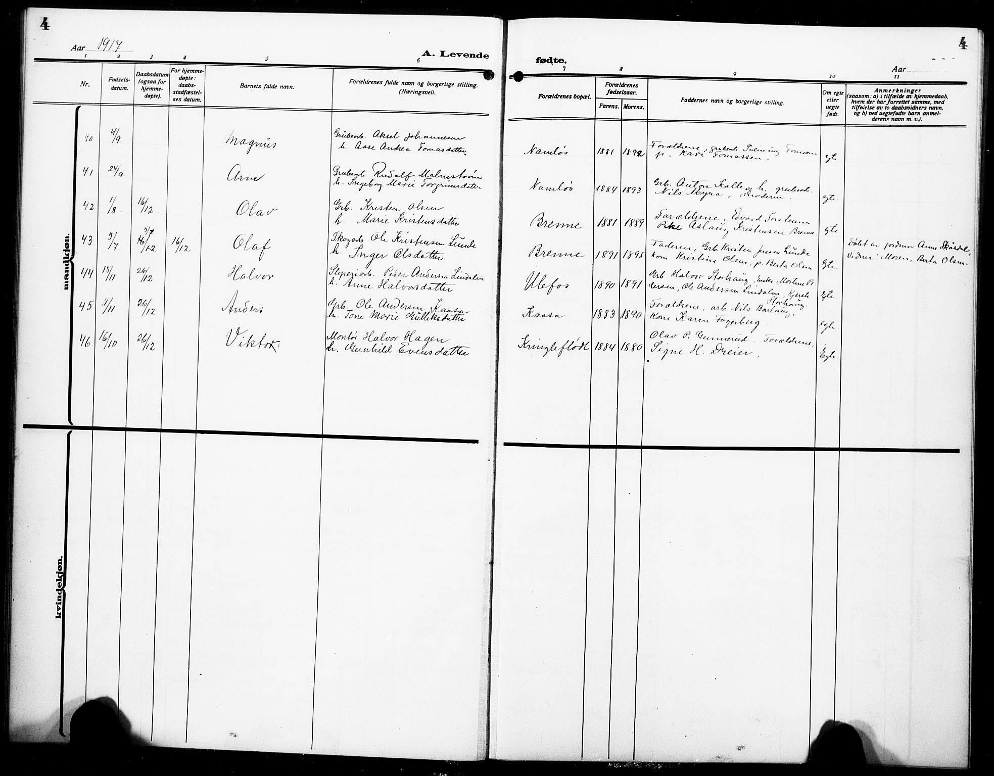 Holla kirkebøker, AV/SAKO-A-272/G/Ga/L0006: Parish register (copy) no. I 6, 1917-1928, p. 4