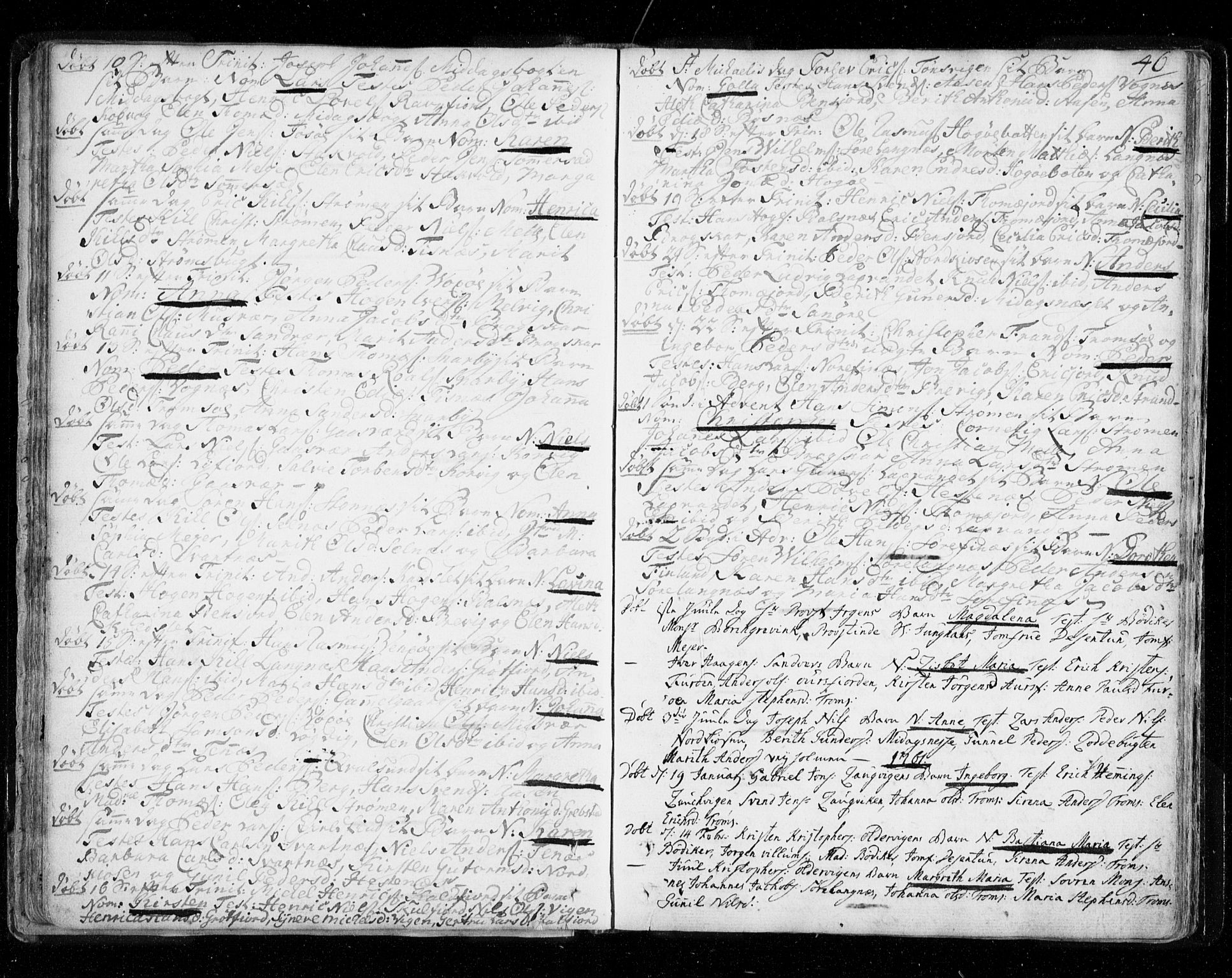 Tromsø sokneprestkontor/stiftsprosti/domprosti, AV/SATØ-S-1343/G/Ga/L0002kirke: Parish register (official) no. 2, 1753-1778, p. 46