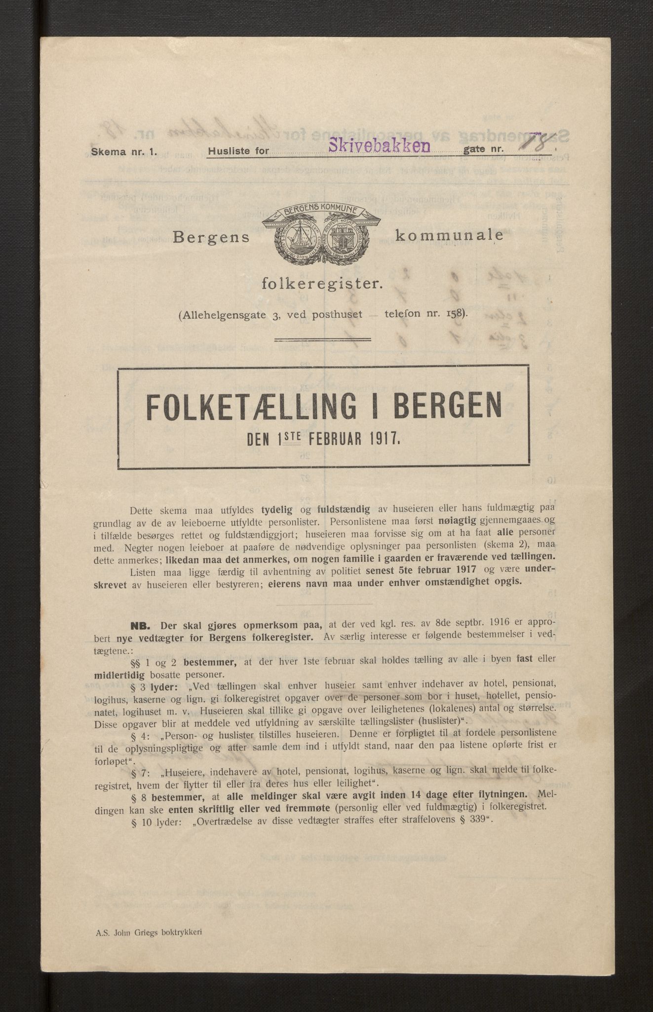 SAB, Municipal Census 1917 for Bergen, 1917, p. 34733