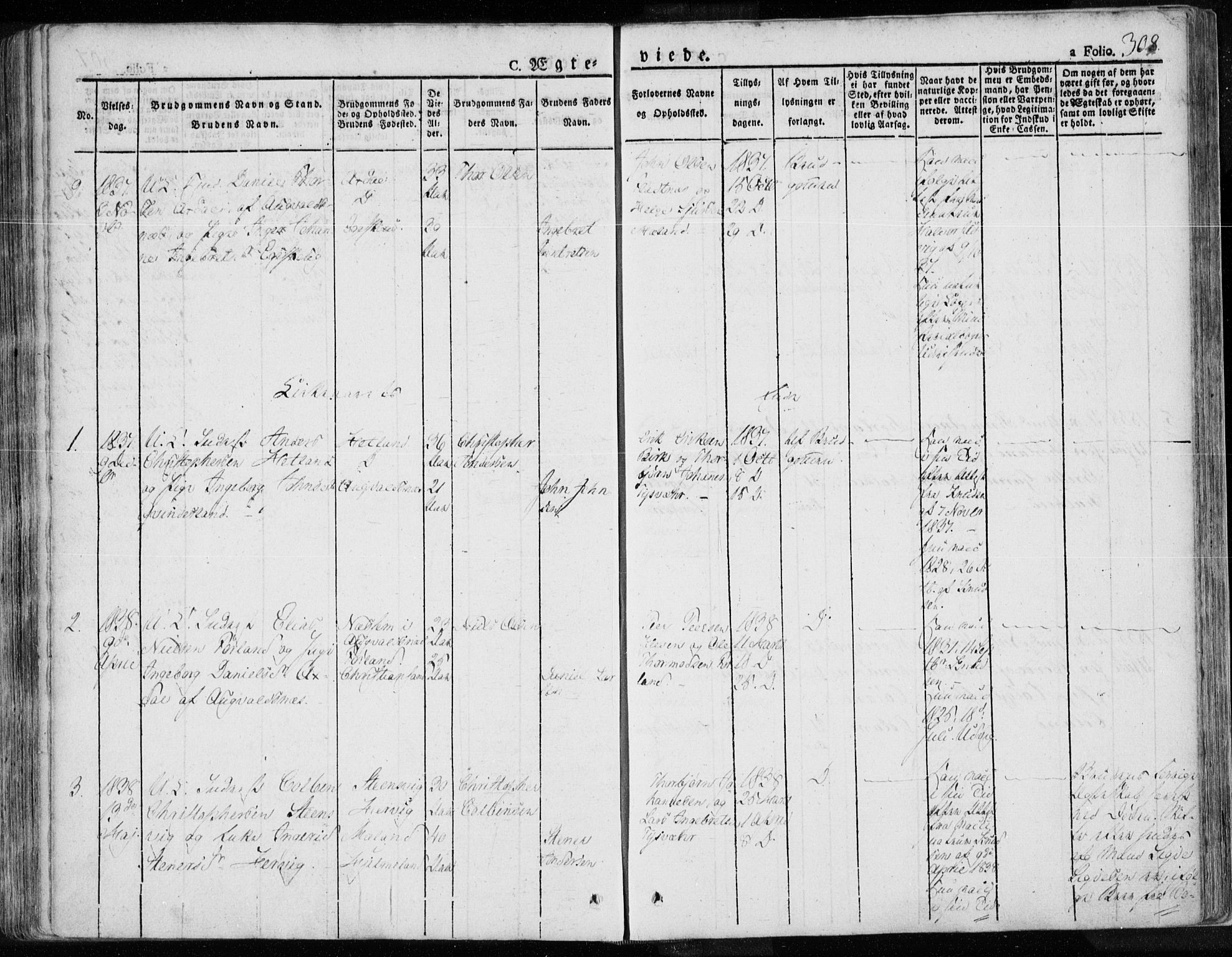 Tysvær sokneprestkontor, AV/SAST-A -101864/H/Ha/Haa/L0001: Parish register (official) no. A 1.1, 1831-1856, p. 308