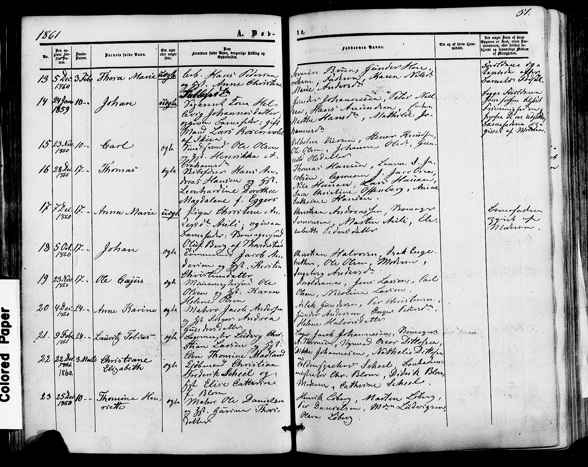 Skien kirkebøker, SAKO/A-302/F/Fa/L0007: Parish register (official) no. 7, 1856-1865, p. 51