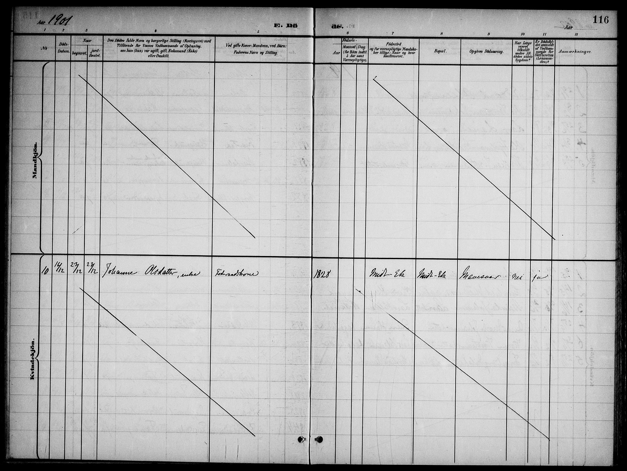 Nannestad prestekontor Kirkebøker, AV/SAO-A-10414a/G/Gb/L0001: Parish register (copy) no. II 1, 1901-1917, p. 116