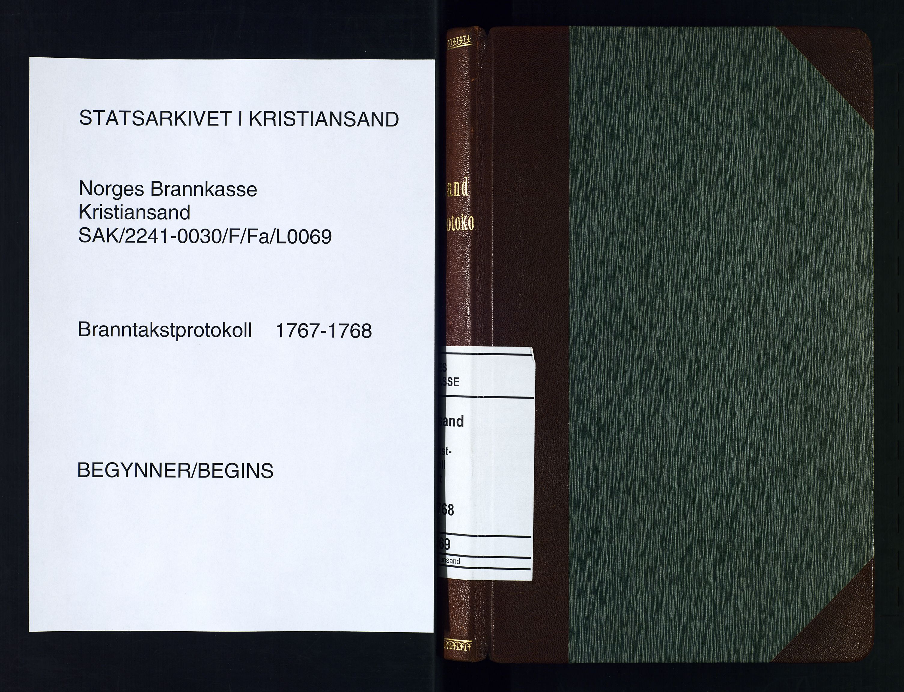 Norges Brannkasse Kristiansand, SAK/2241-0030/F/Fa/L0069: Branntakstprotokoll dublett, 1767-1768