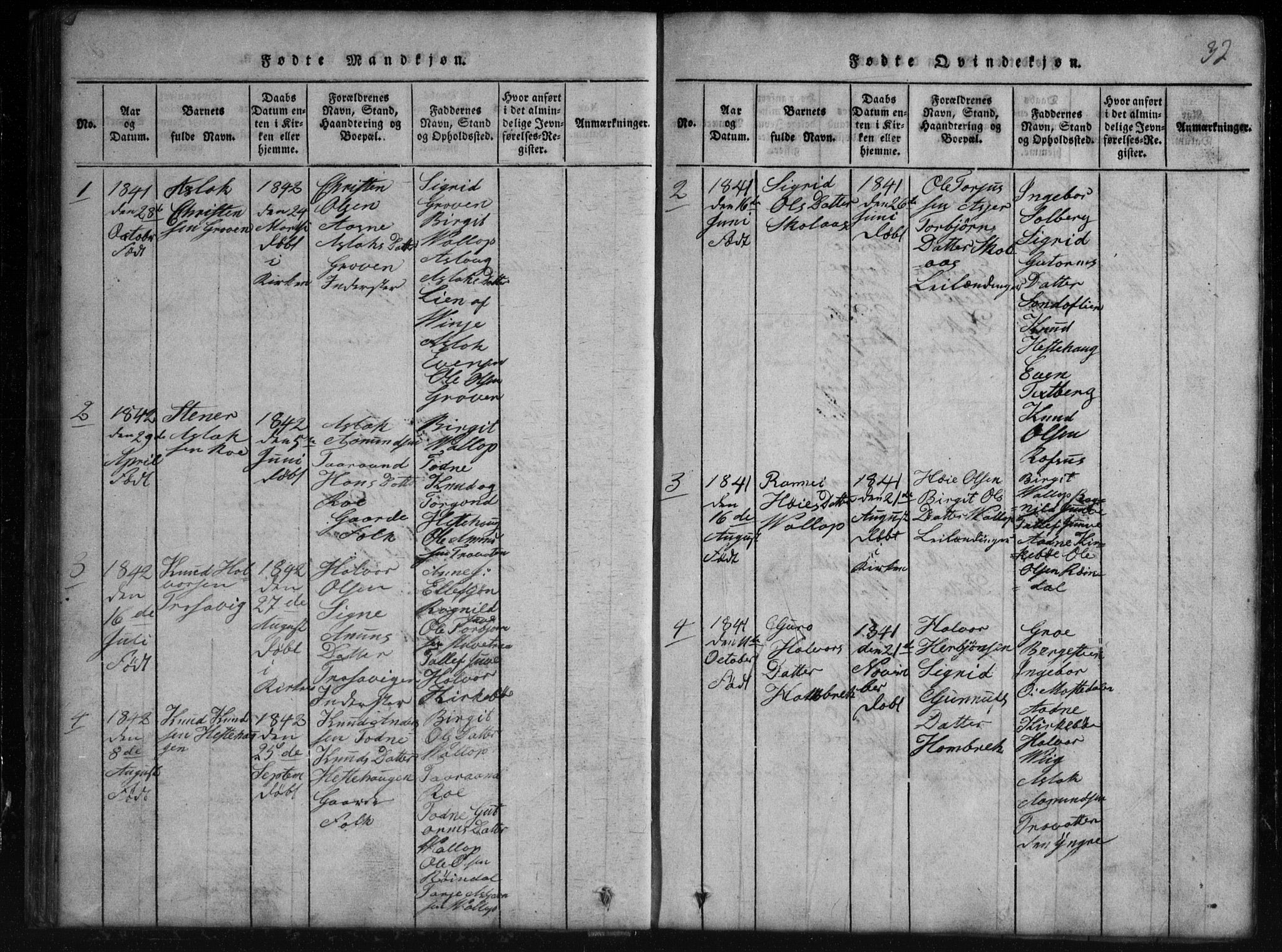 Rauland kirkebøker, SAKO/A-292/G/Gb/L0001: Parish register (copy) no. II 1, 1815-1886, p. 32