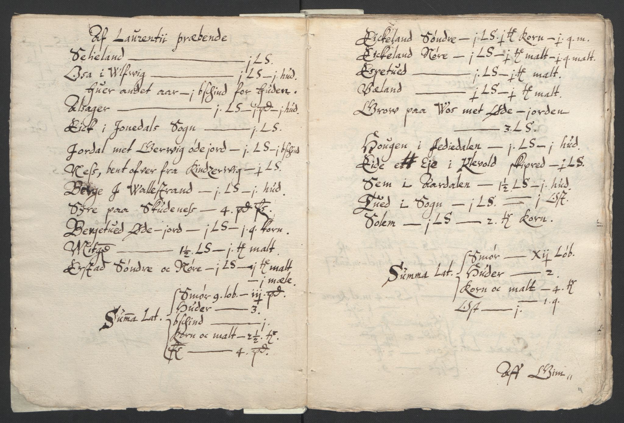 Stattholderembetet 1572-1771, AV/RA-EA-2870/Ek/L0015/0001: Jordebøker til utlikning av rosstjeneste 1624-1626: / Kirke- og prestebolsinntekter i Bergen bispedømme, 1624-1626, p. 9