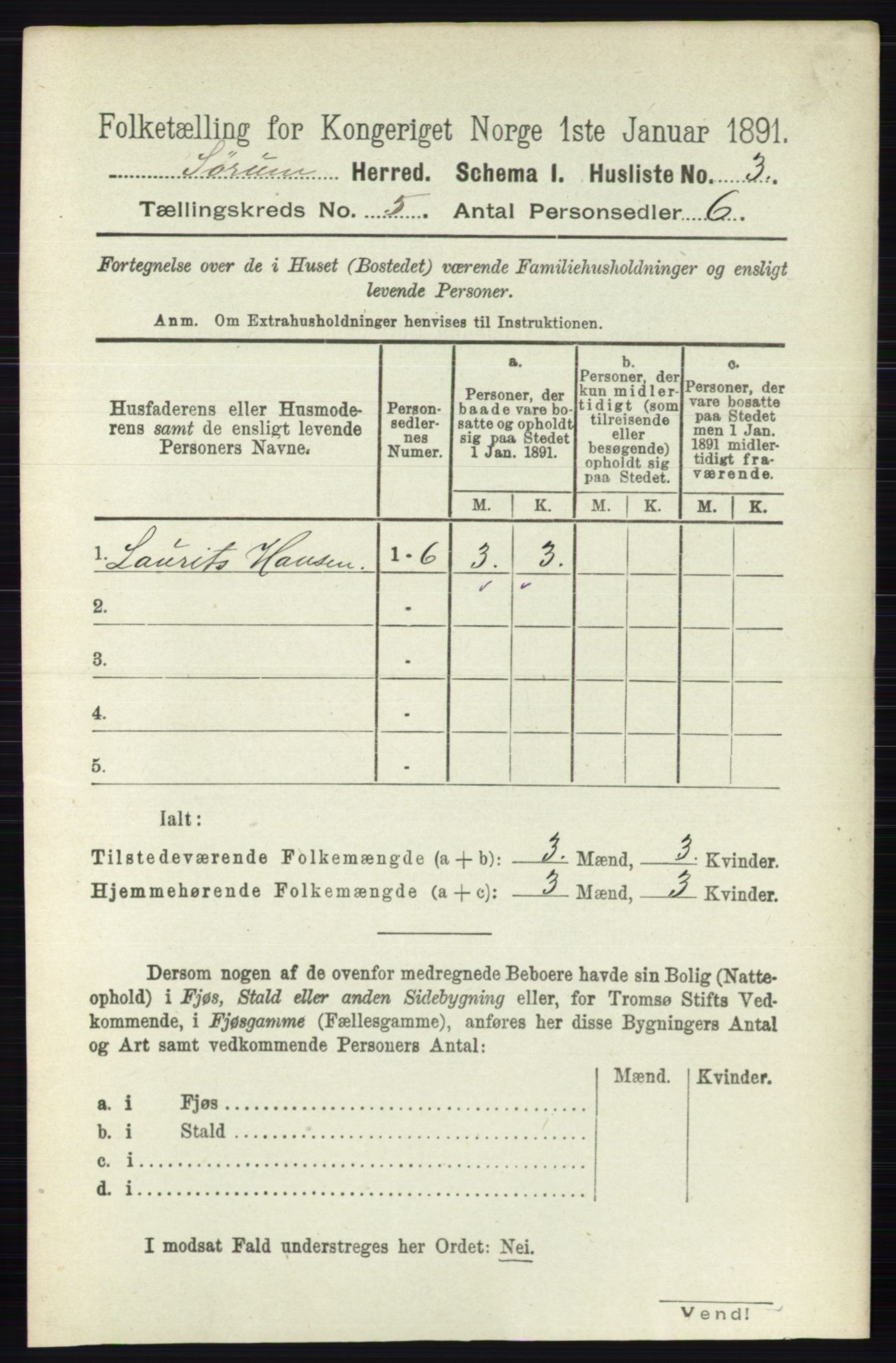 RA, 1891 census for 0226 Sørum, 1891, p. 2247