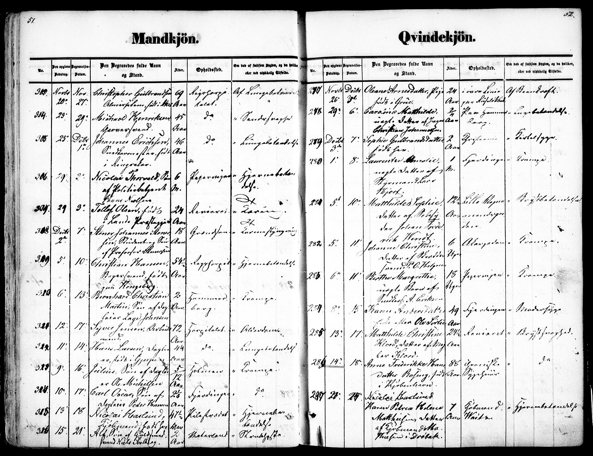 Oslo domkirke Kirkebøker, SAO/A-10752/F/Fa/L0025: Parish register (official) no. 25, 1847-1867, p. 51-52