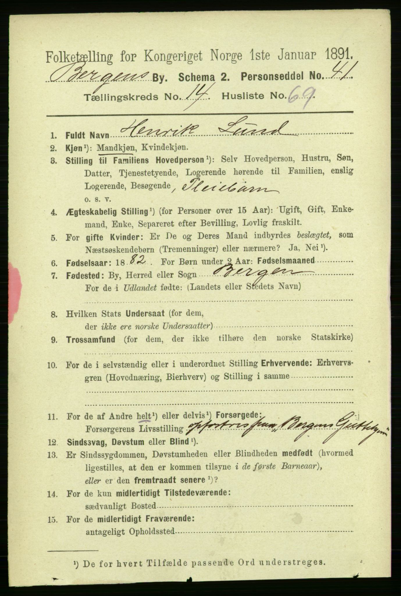 RA, 1891 Census for 1301 Bergen, 1891, p. 24192