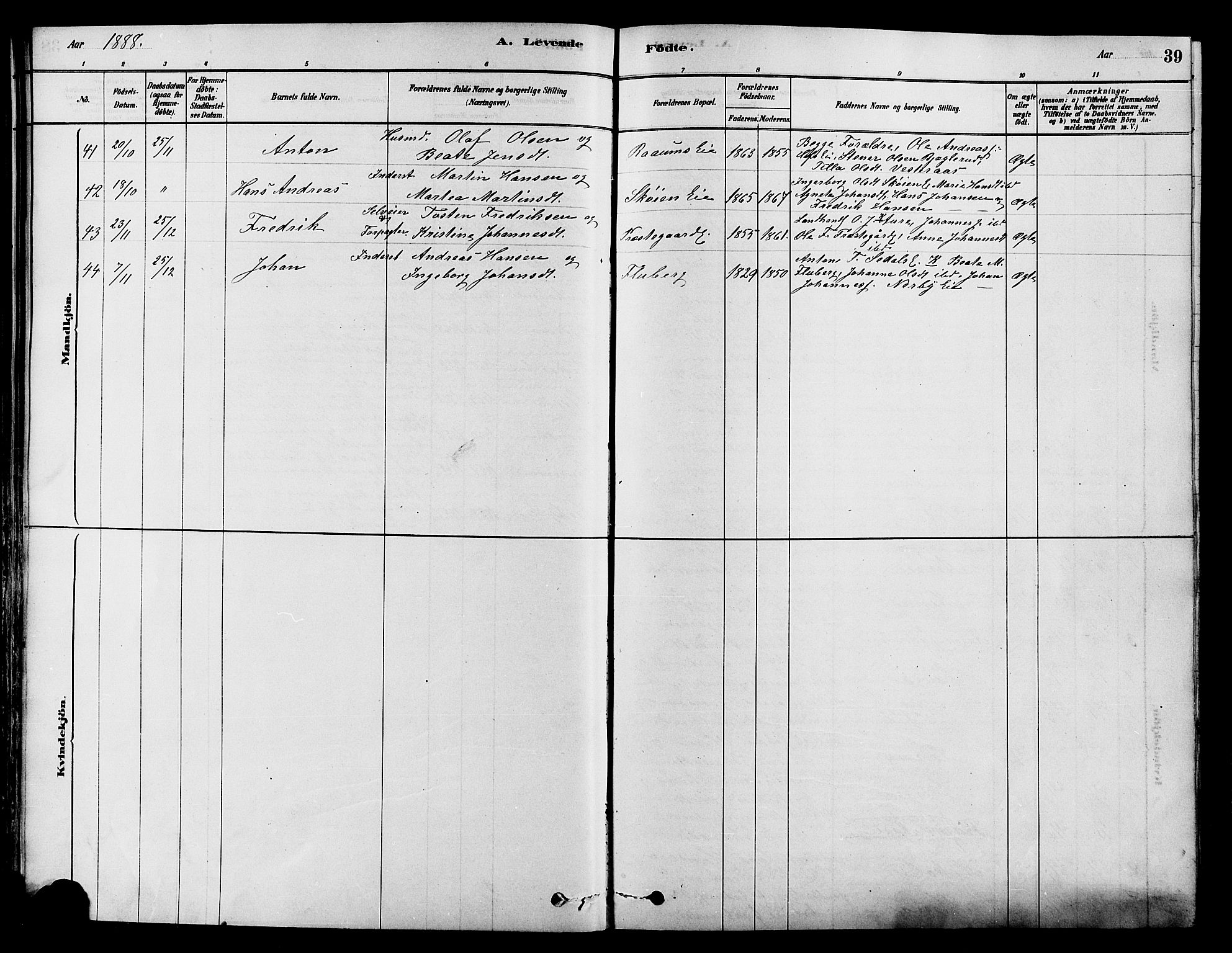 Søndre Land prestekontor, AV/SAH-PREST-122/K/L0002: Parish register (official) no. 2, 1878-1894, p. 39