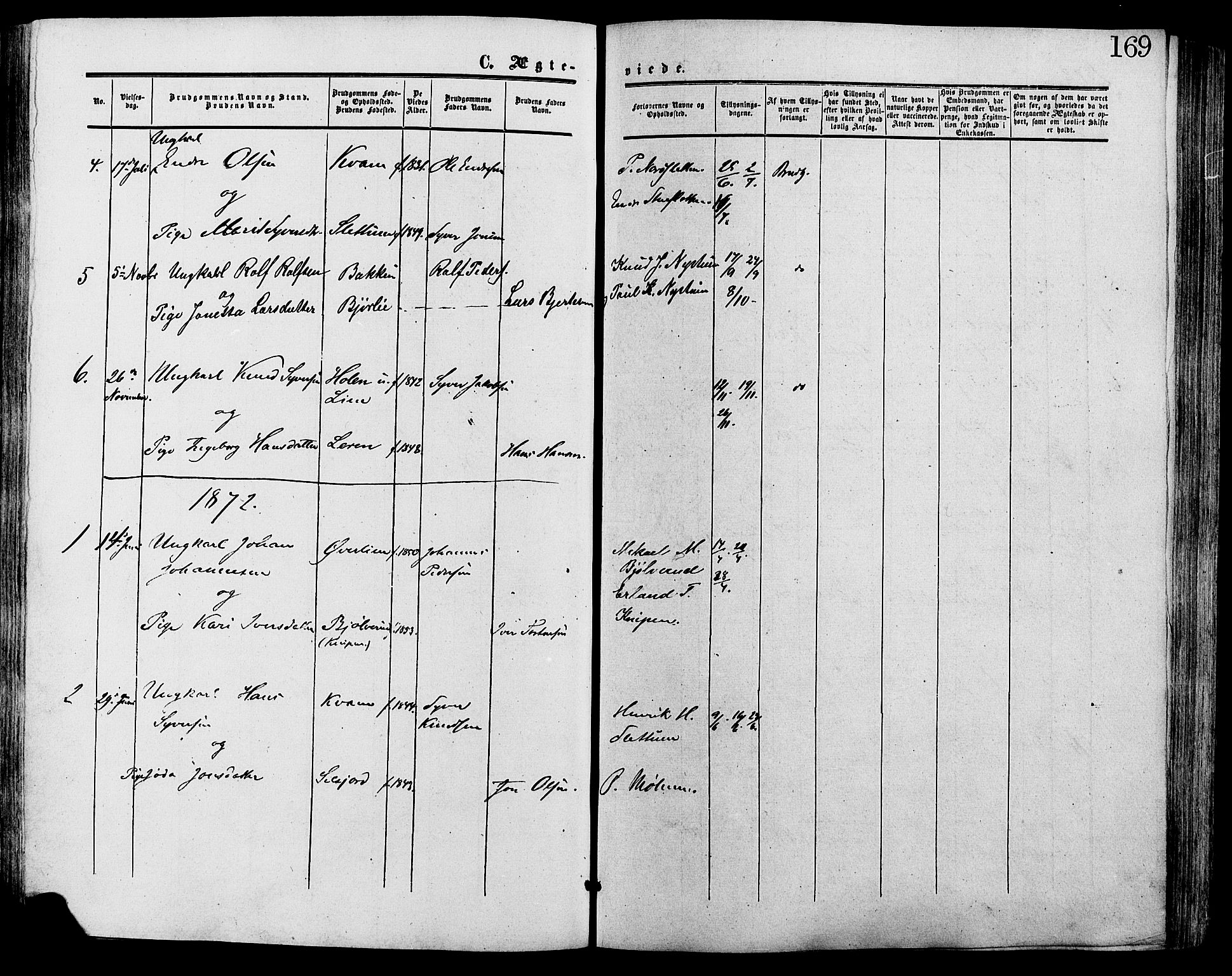 Lesja prestekontor, SAH/PREST-068/H/Ha/Haa/L0009: Parish register (official) no. 9, 1854-1889, p. 169
