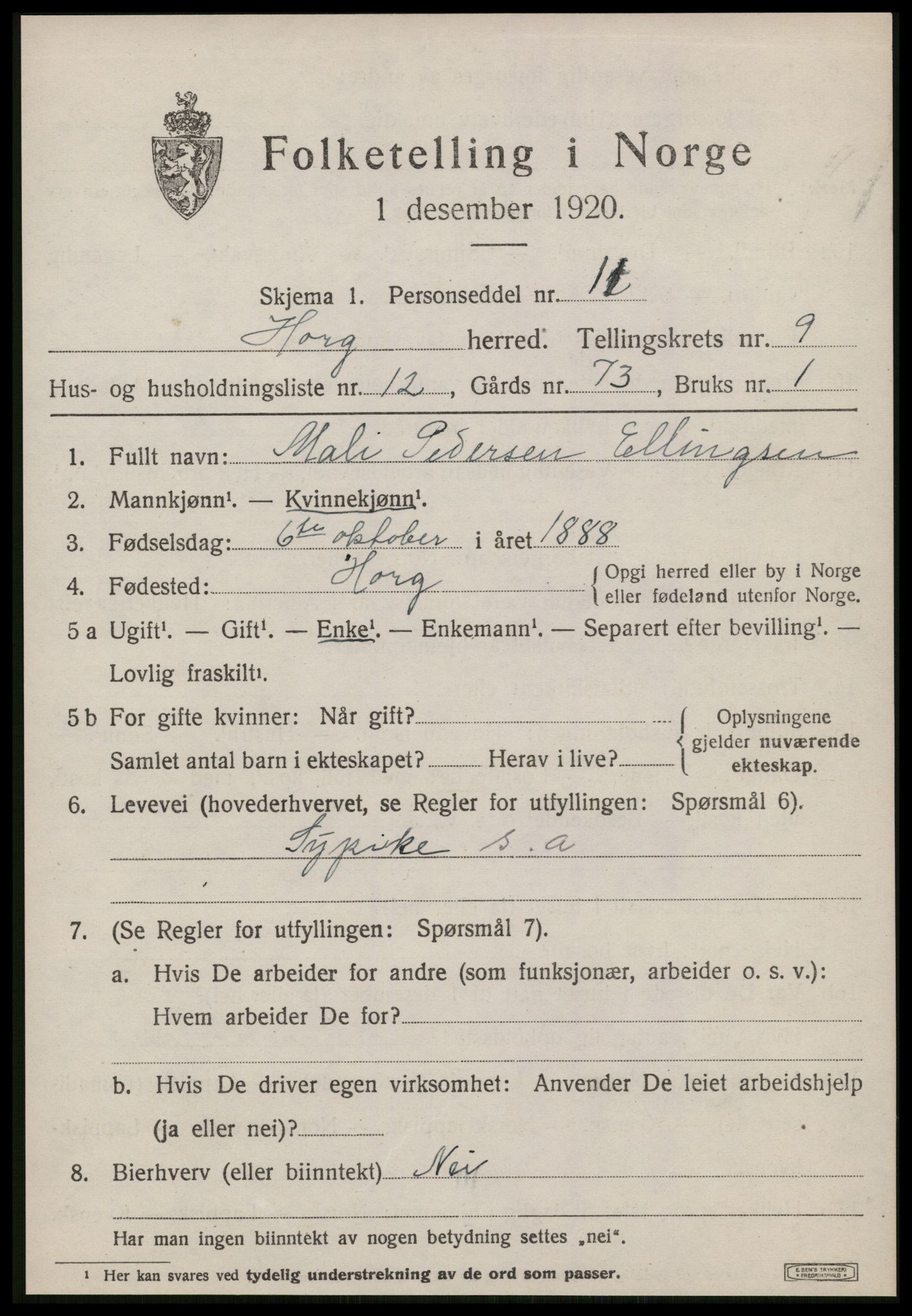 SAT, 1920 census for Horg, 1920, p. 5502