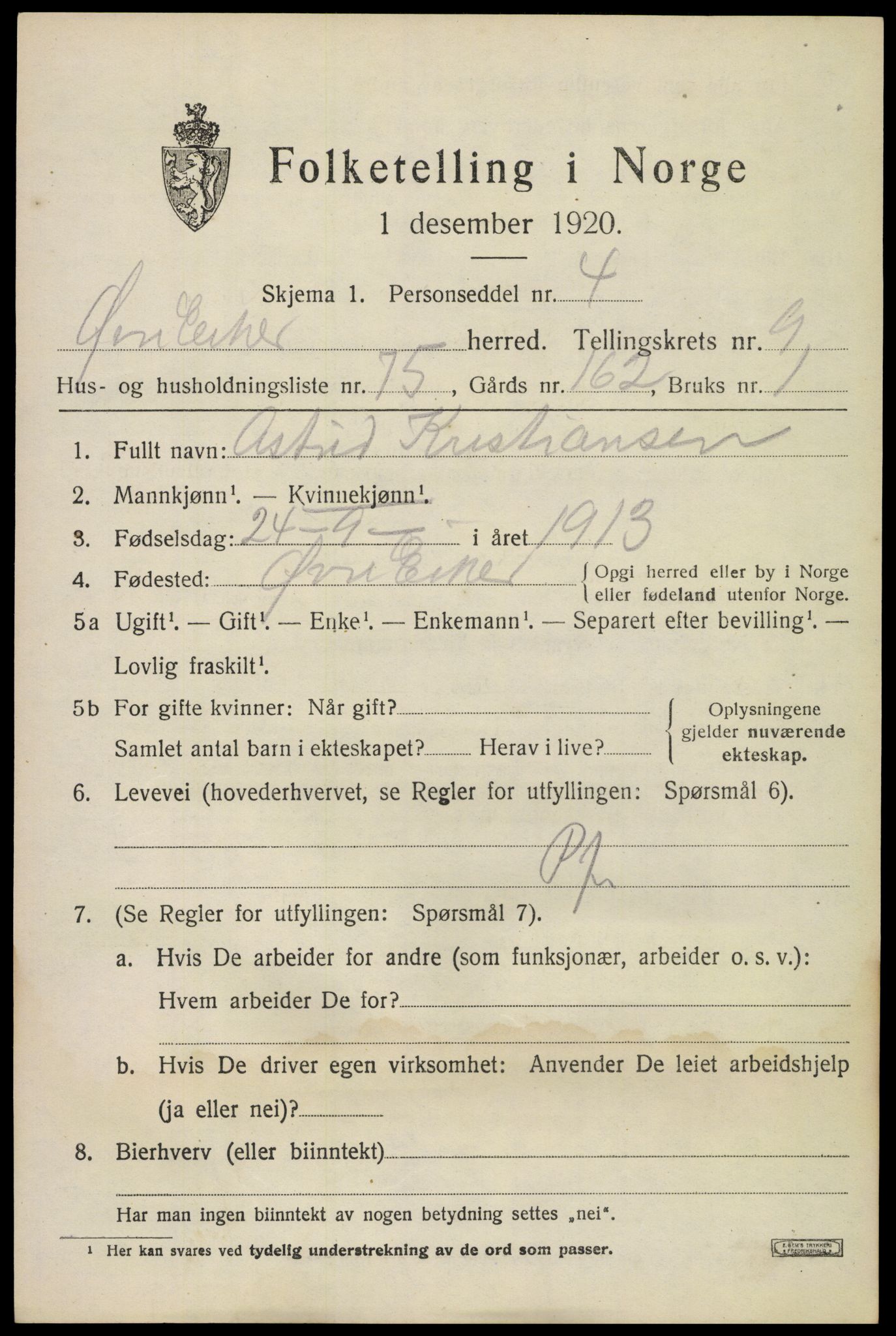 SAKO, 1920 census for Øvre Eiker, 1920, p. 16348