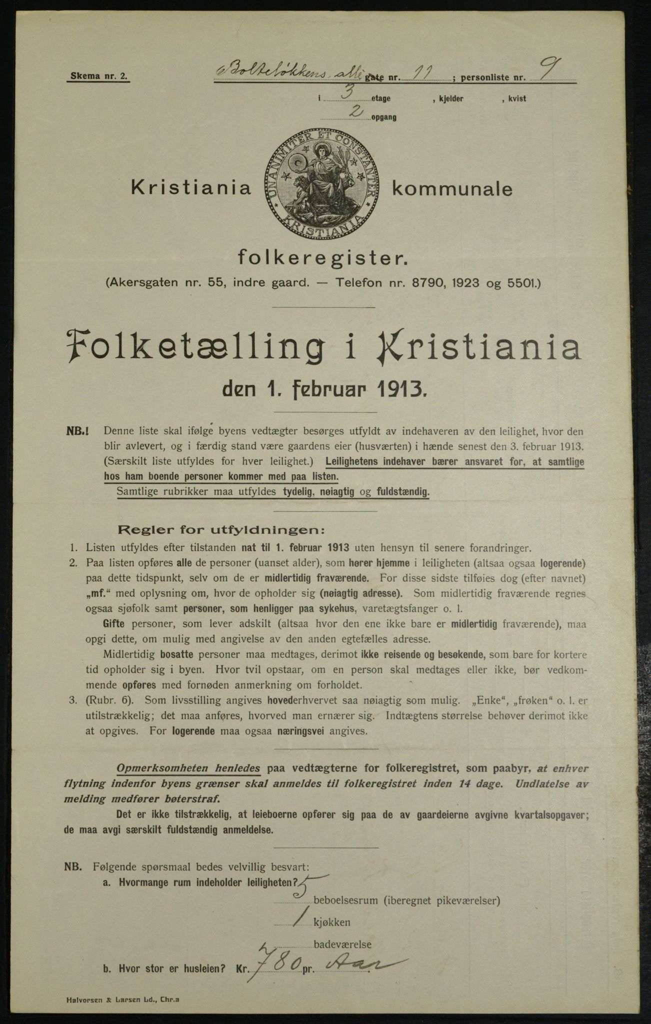 OBA, Municipal Census 1913 for Kristiania, 1913, p. 7574