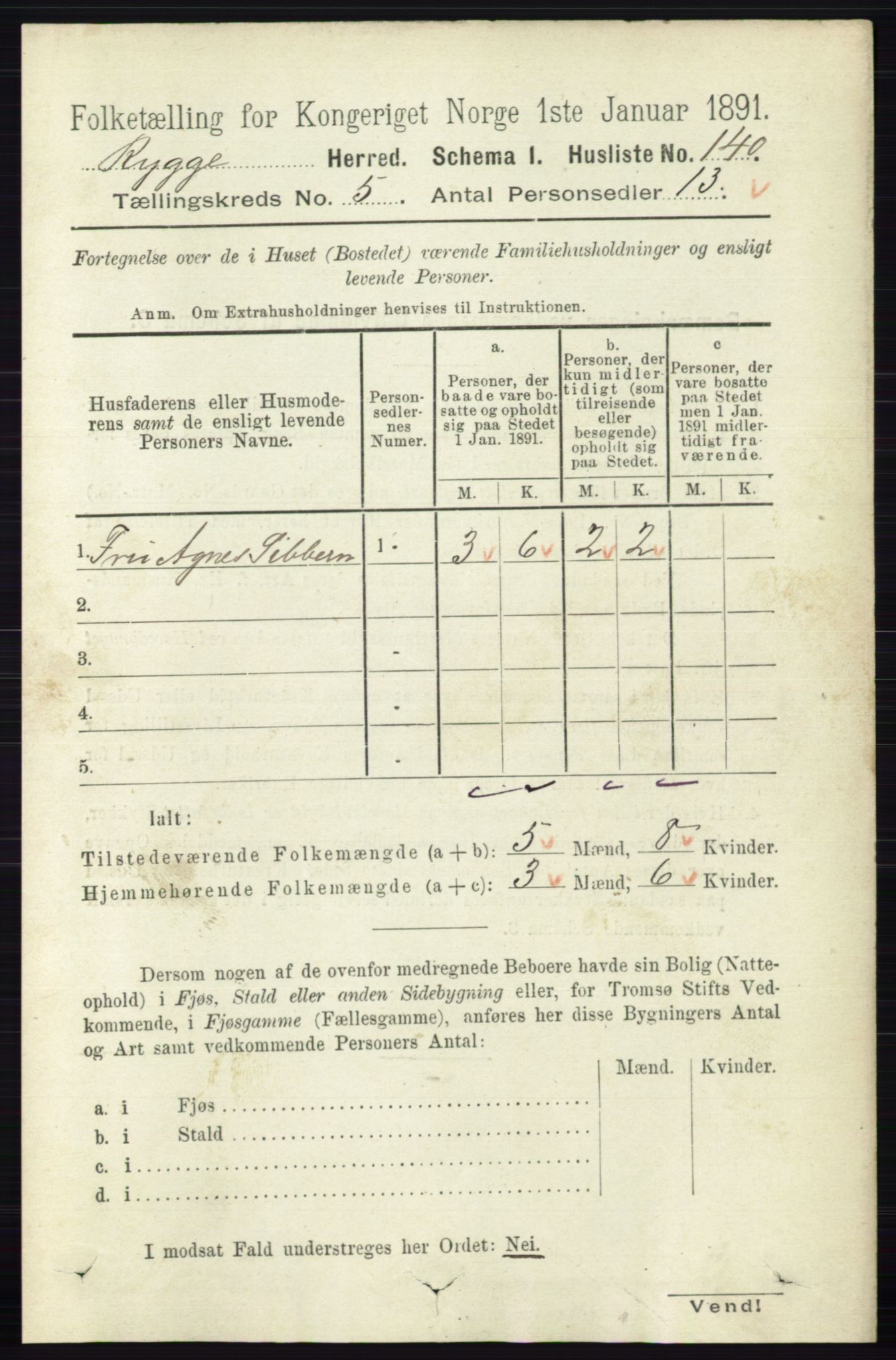 RA, 1891 census for 0136 Rygge, 1891, p. 2826