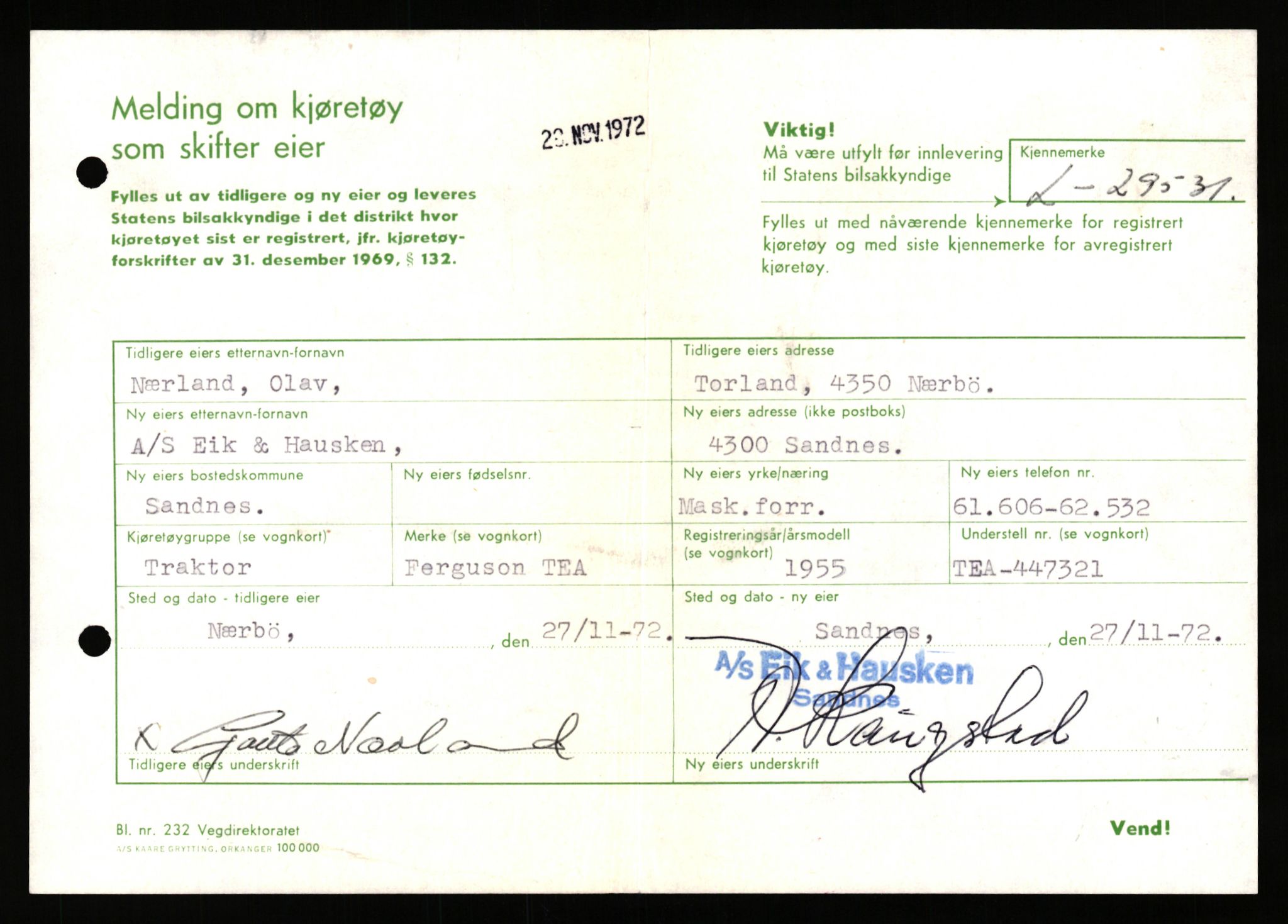 Stavanger trafikkstasjon, AV/SAST-A-101942/0/F/L0048: L-29100 - L-29899, 1930-1971, p. 1185