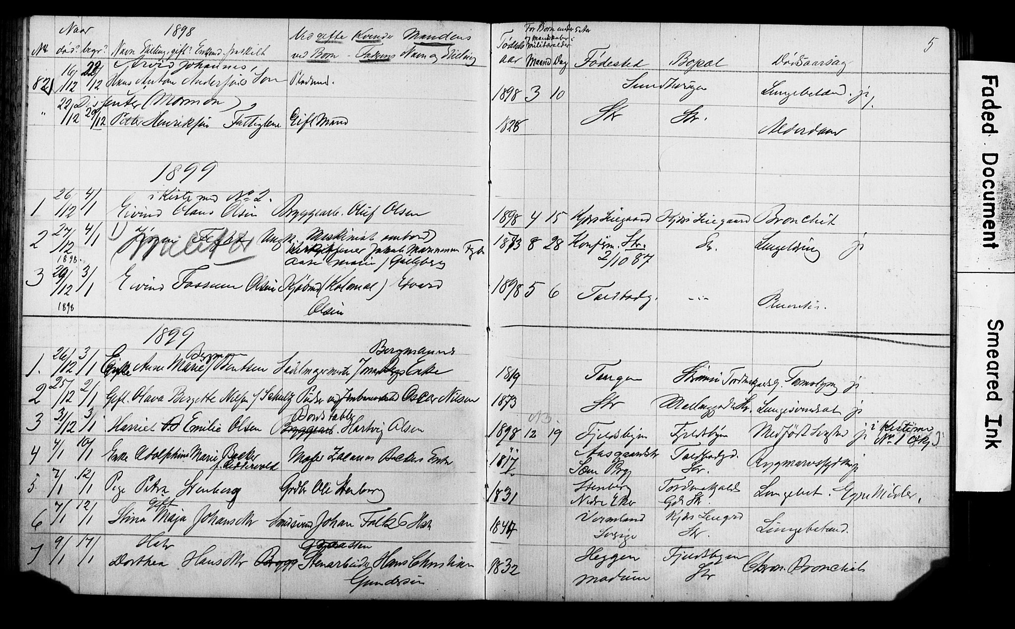 Strømsø kirkebøker, SAKO/A-246/Y/Ya/L0005: Parish register draft no. I 5, 1897-1903, p. 5