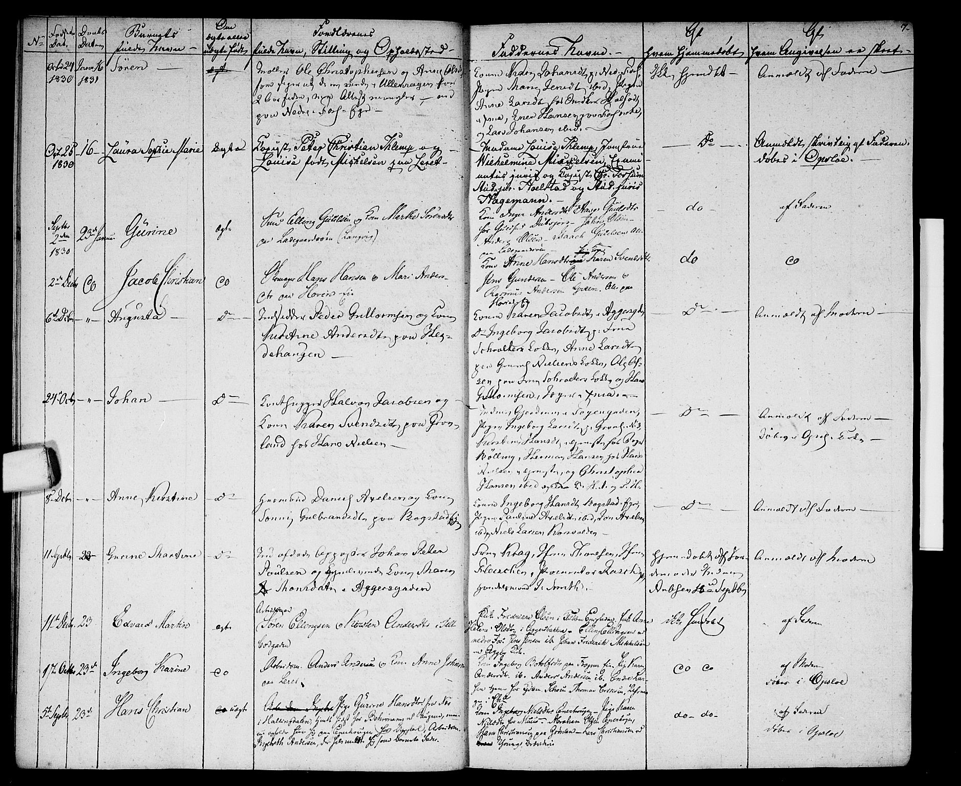 Aker prestekontor kirkebøker, AV/SAO-A-10861/G/L0005: Parish register (copy) no. 5, 1830-1831, p. 7