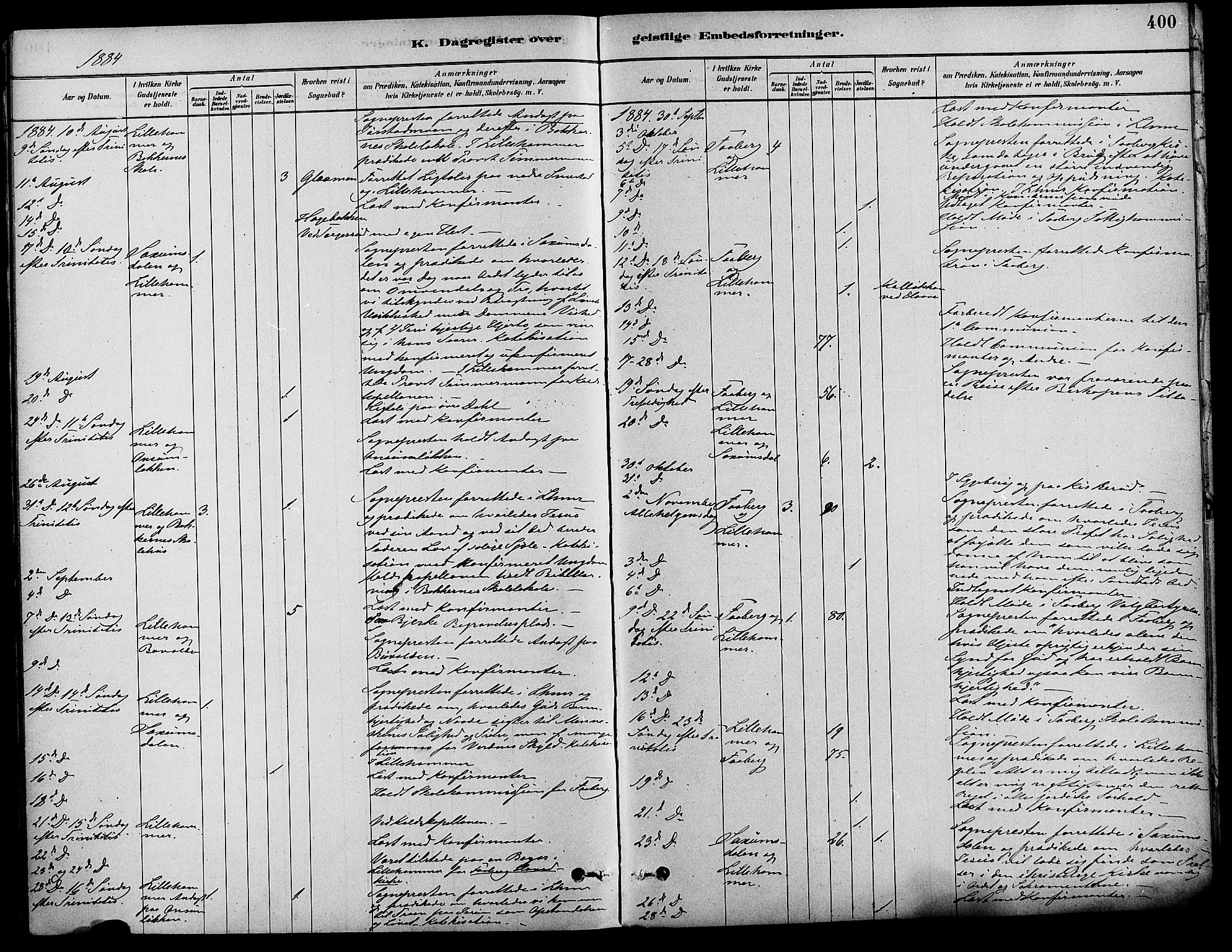 Fåberg prestekontor, AV/SAH-PREST-086/H/Ha/Haa/L0008: Parish register (official) no. 8, 1879-1898, p. 400