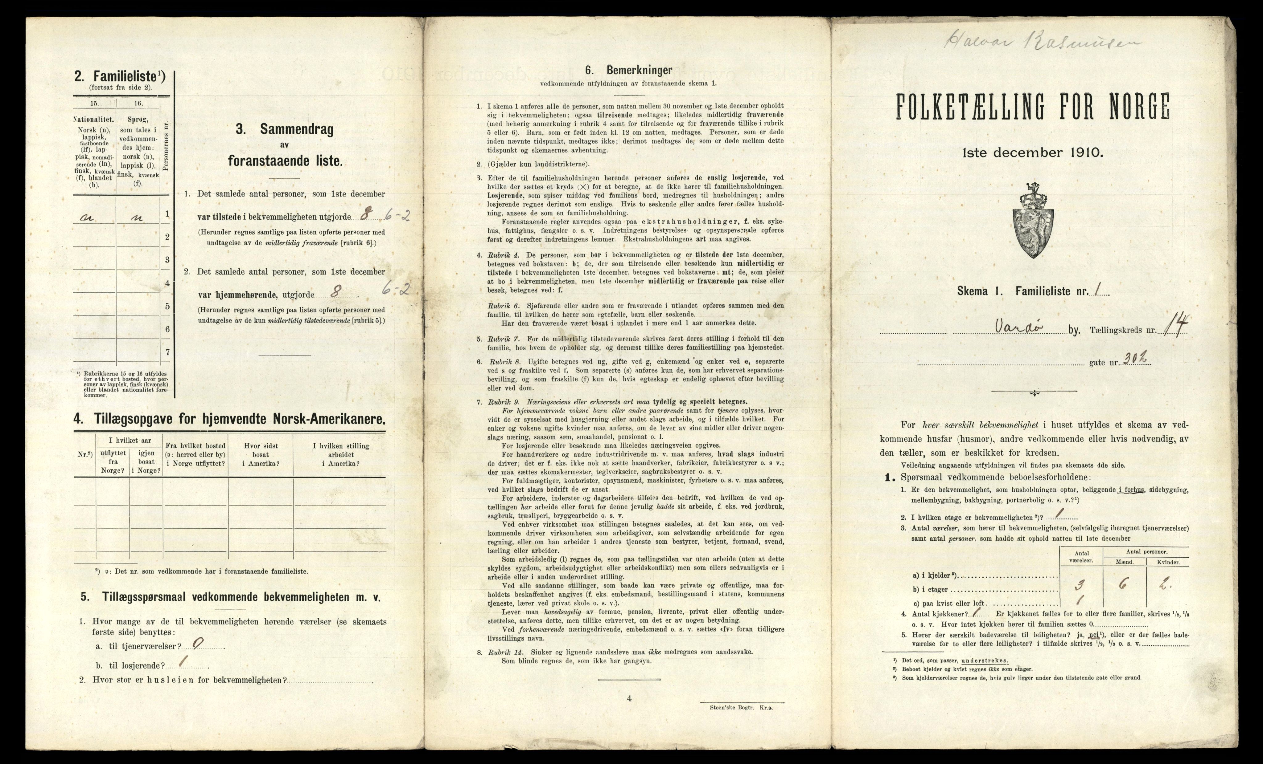 RA, 1910 census for Vardø, 1910, p. 1798