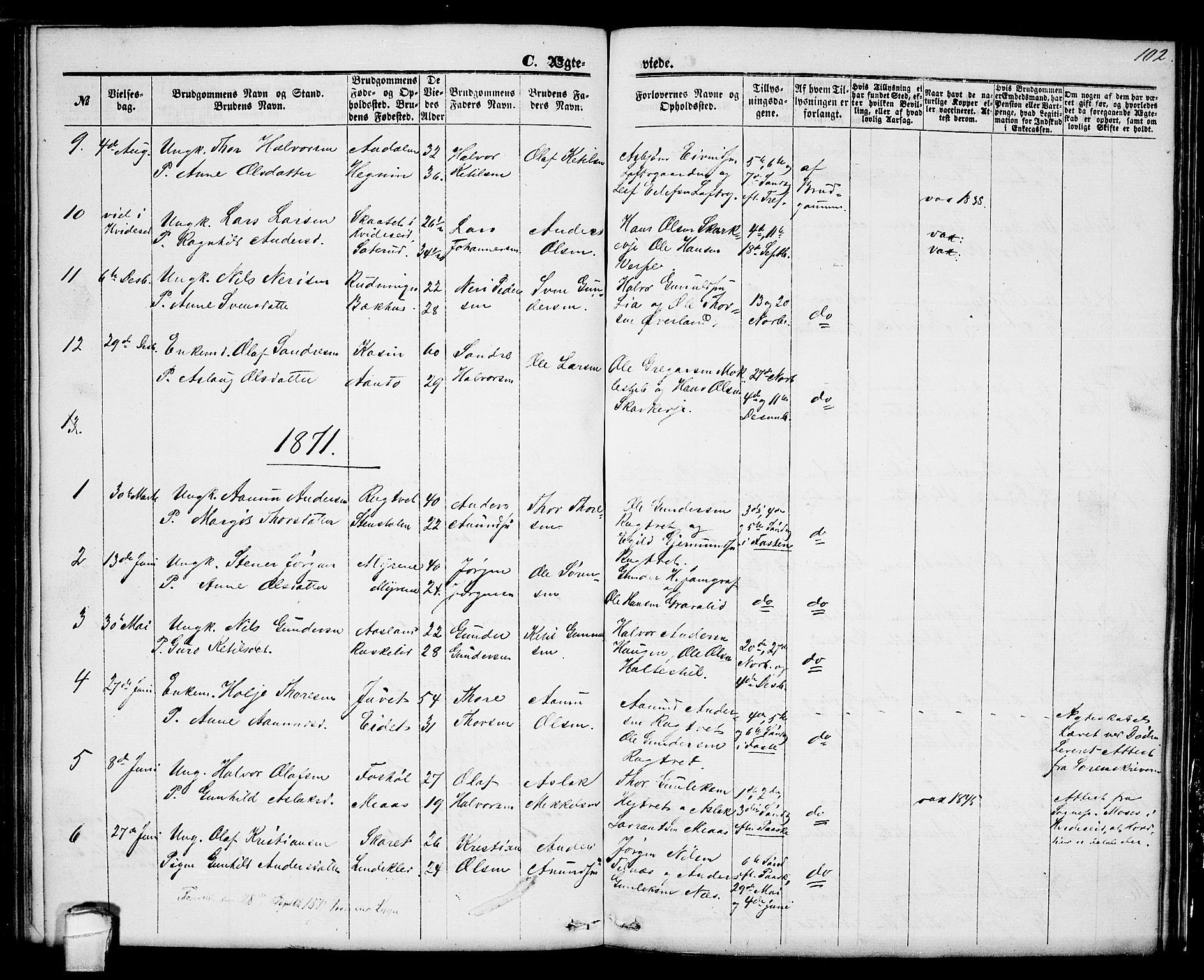 Seljord kirkebøker, SAKO/A-20/G/Ga/L0003: Parish register (copy) no. I 3, 1866-1873, p. 102
