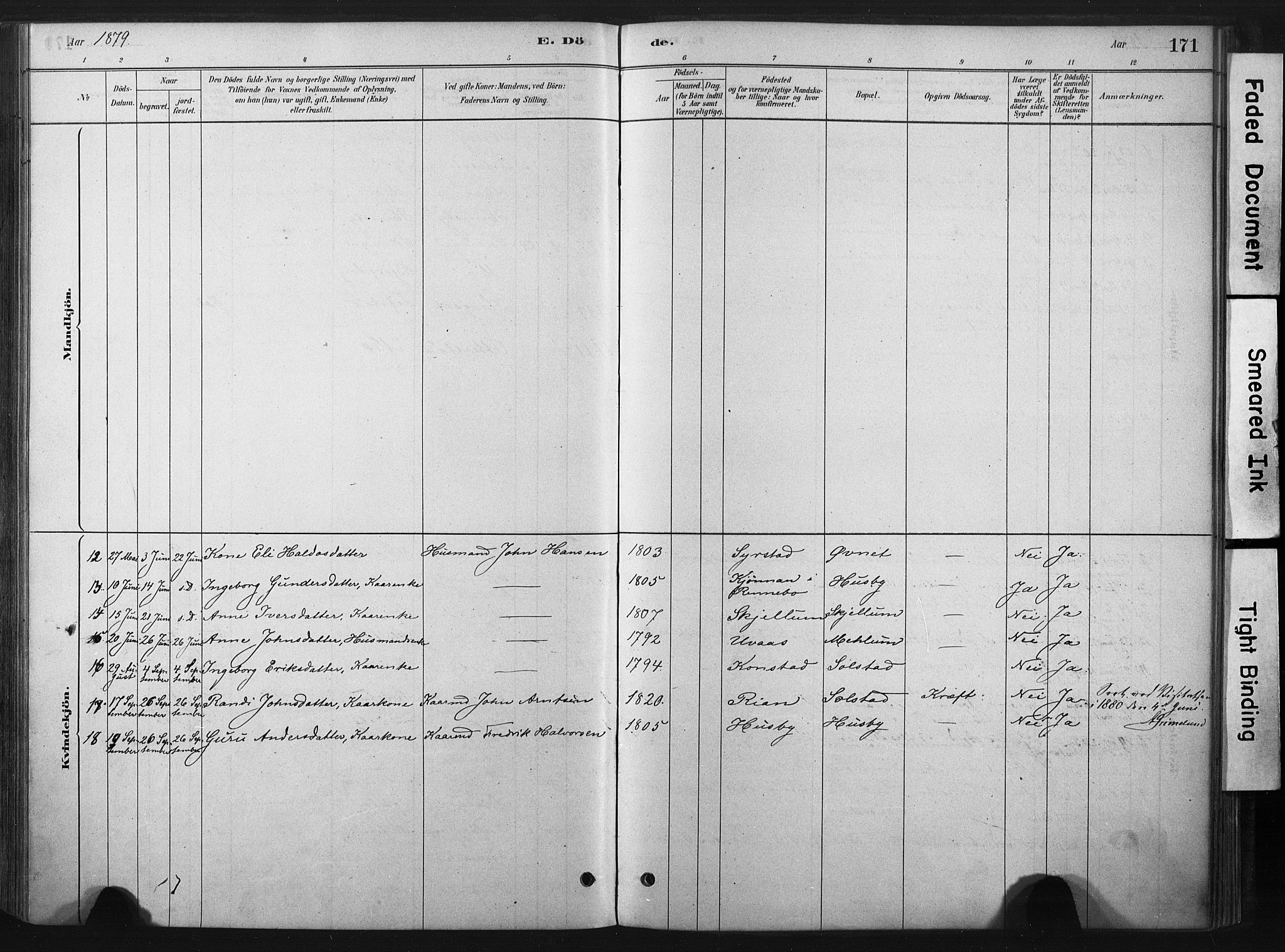 Ministerialprotokoller, klokkerbøker og fødselsregistre - Sør-Trøndelag, SAT/A-1456/667/L0795: Parish register (official) no. 667A03, 1879-1907, p. 171