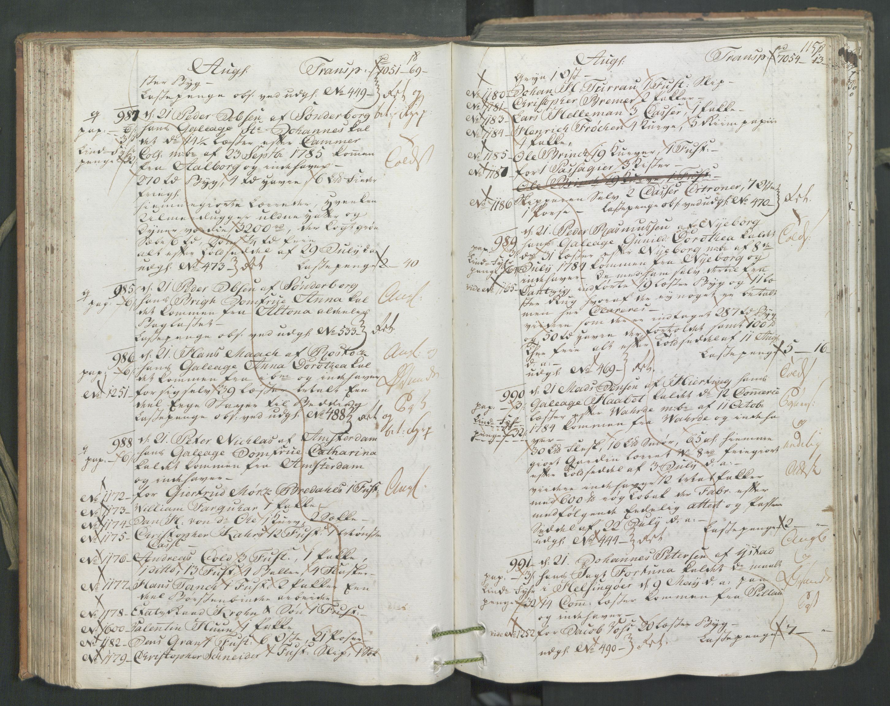 Generaltollkammeret, tollregnskaper, AV/RA-EA-5490/R26/L0222/0001: Tollregnskaper Bergen A / Inngående hovedtollbok, 1786, p. 114b-115a