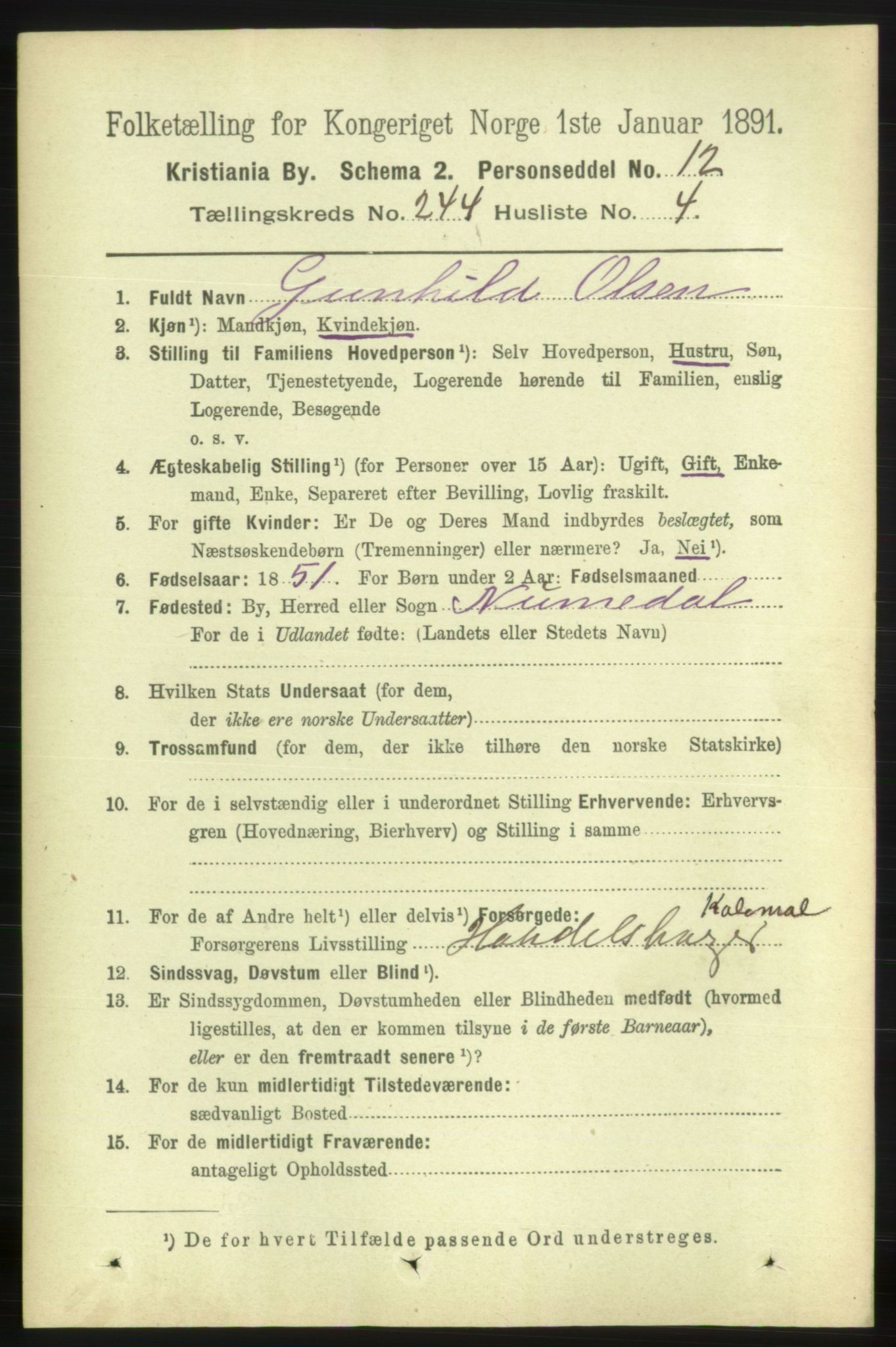 RA, 1891 census for 0301 Kristiania, 1891, p. 148503