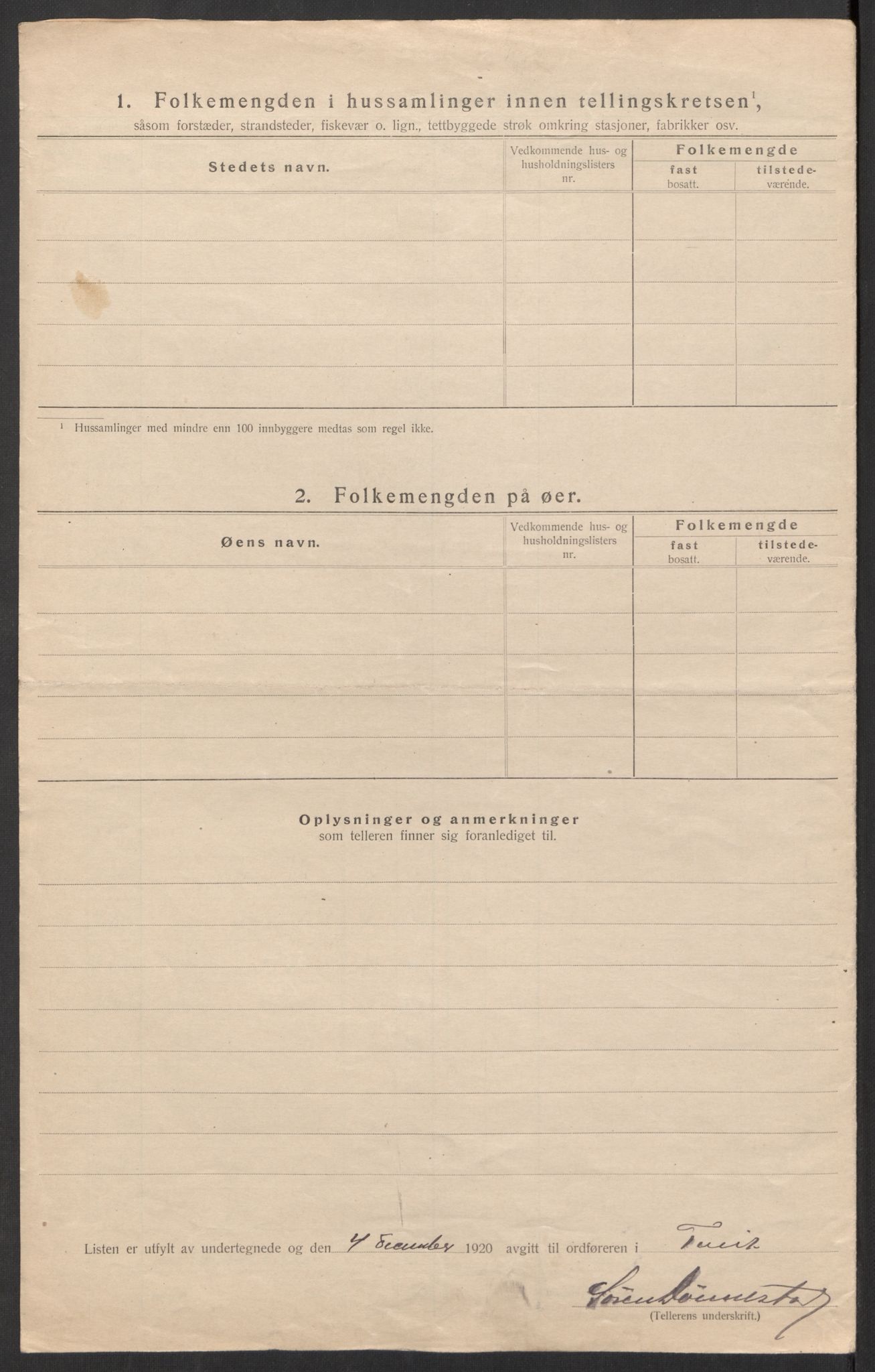 SAK, 1920 census for Tveit, 1920, p. 19