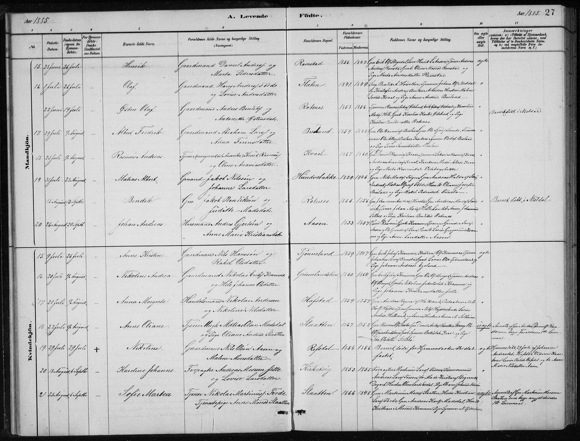 Førde sokneprestembete, AV/SAB-A-79901/H/Hab/Haba/L0002: Parish register (copy) no. A 2, 1881-1898, p. 27