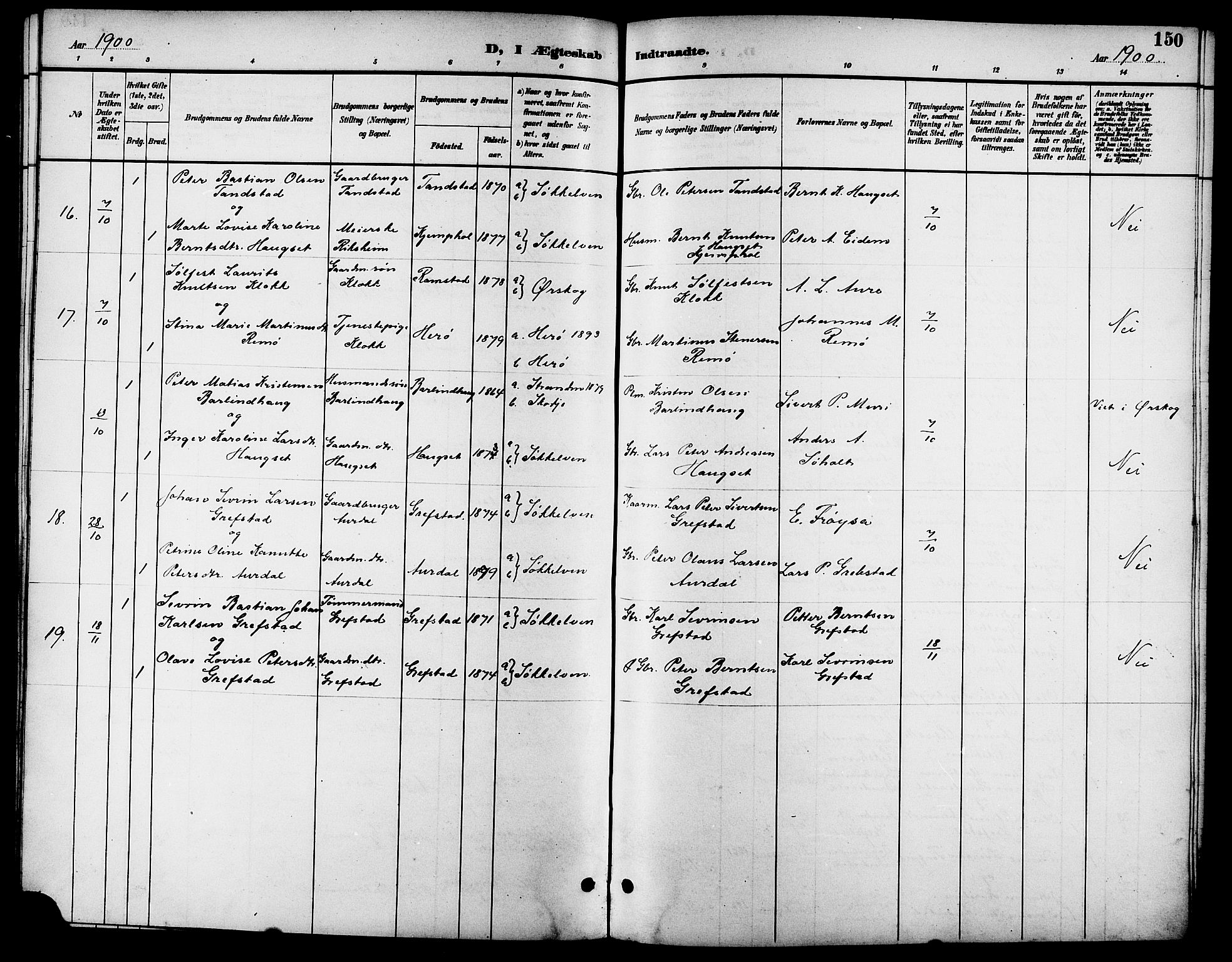 Ministerialprotokoller, klokkerbøker og fødselsregistre - Møre og Romsdal, SAT/A-1454/523/L0340: Parish register (copy) no. 523C03, 1892-1902, p. 150