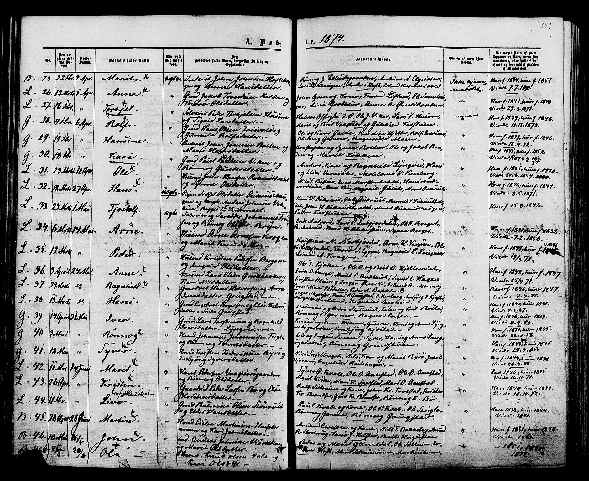 Lom prestekontor, AV/SAH-PREST-070/K/L0007: Parish register (official) no. 7, 1863-1884, p. 58