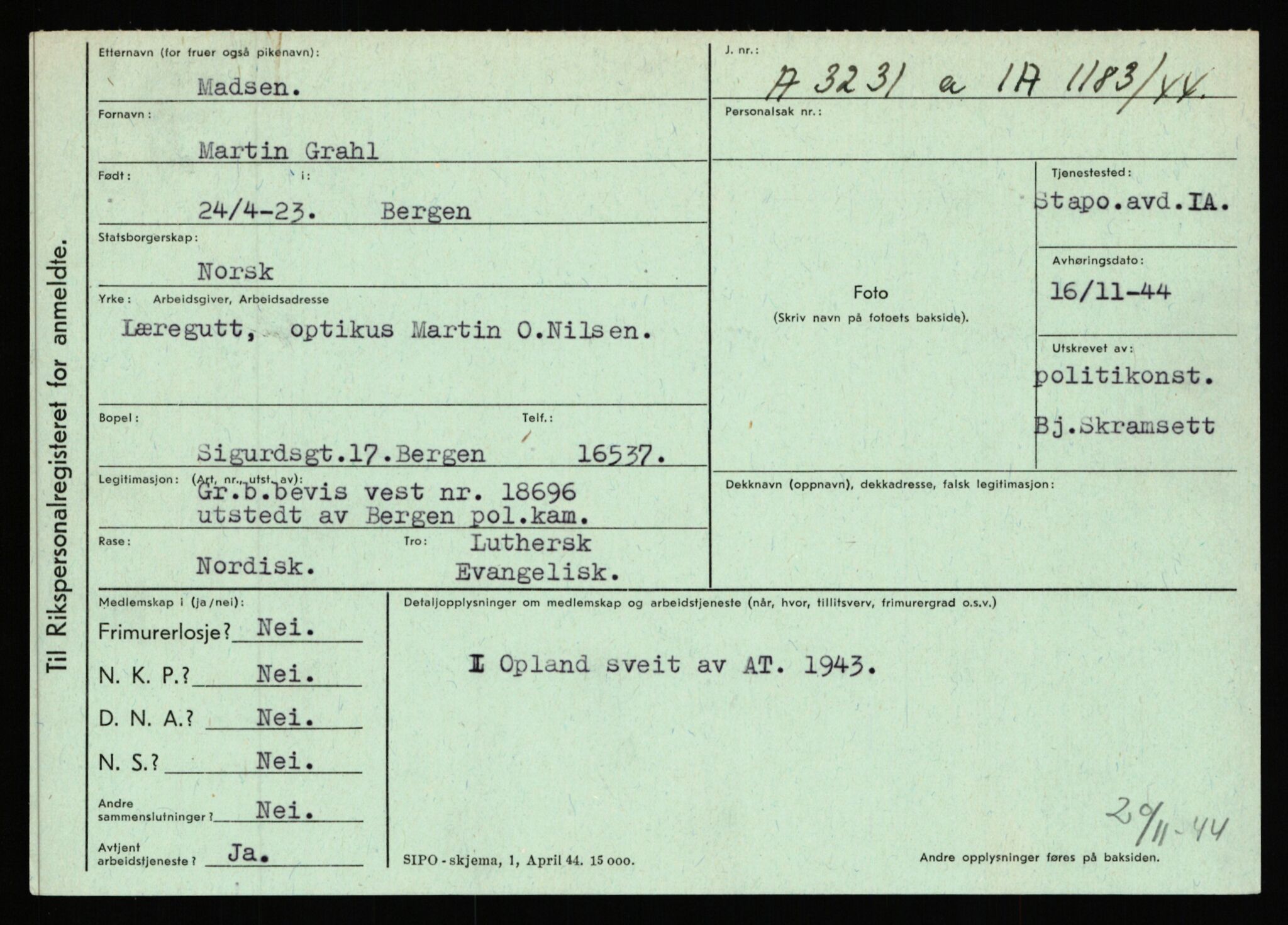 Statspolitiet - Hovedkontoret / Osloavdelingen, AV/RA-S-1329/C/Ca/L0010: Lind - Moksnes, 1943-1945, p. 2401