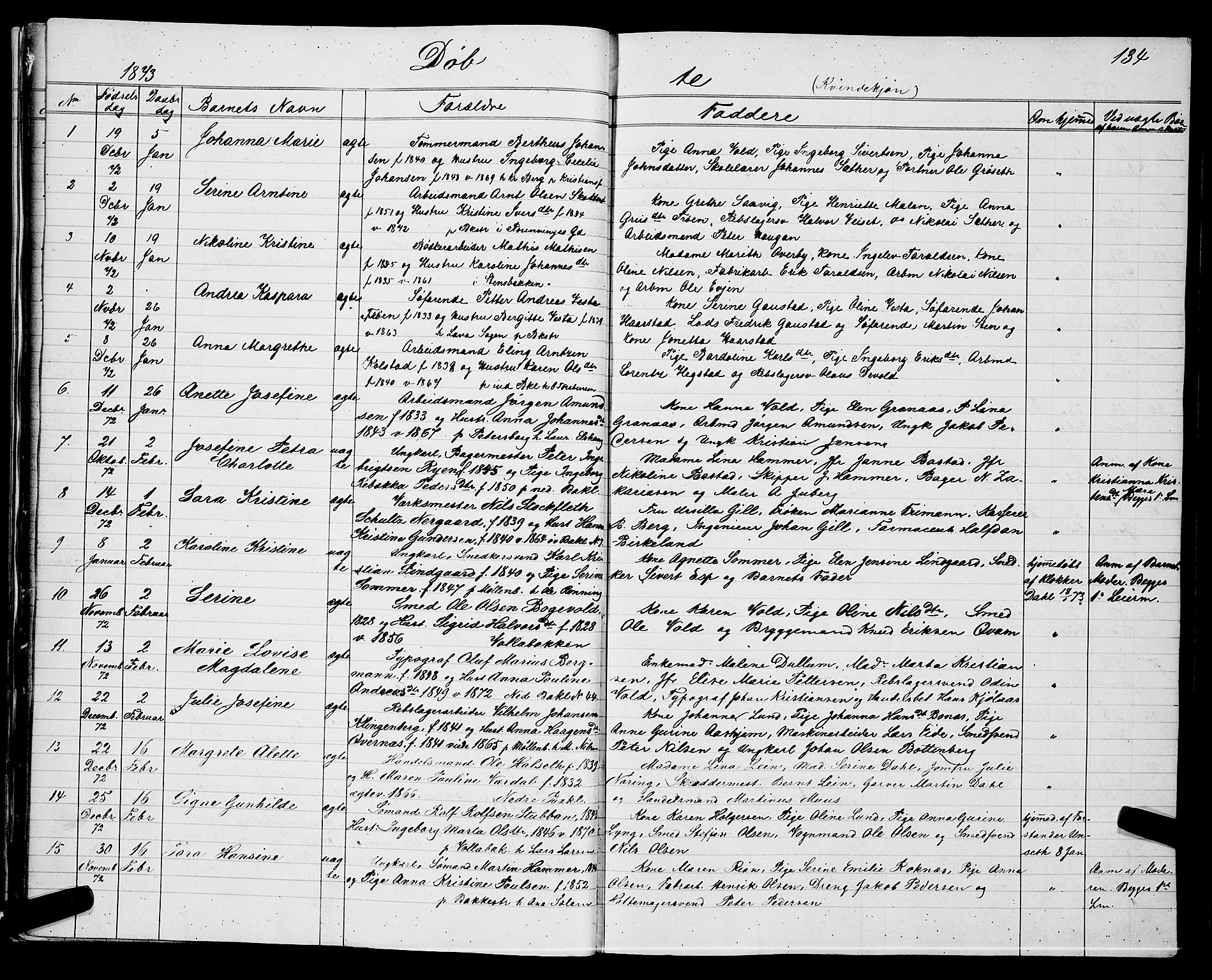 Ministerialprotokoller, klokkerbøker og fødselsregistre - Sør-Trøndelag, SAT/A-1456/604/L0220: Parish register (copy) no. 604C03, 1870-1885, p. 134