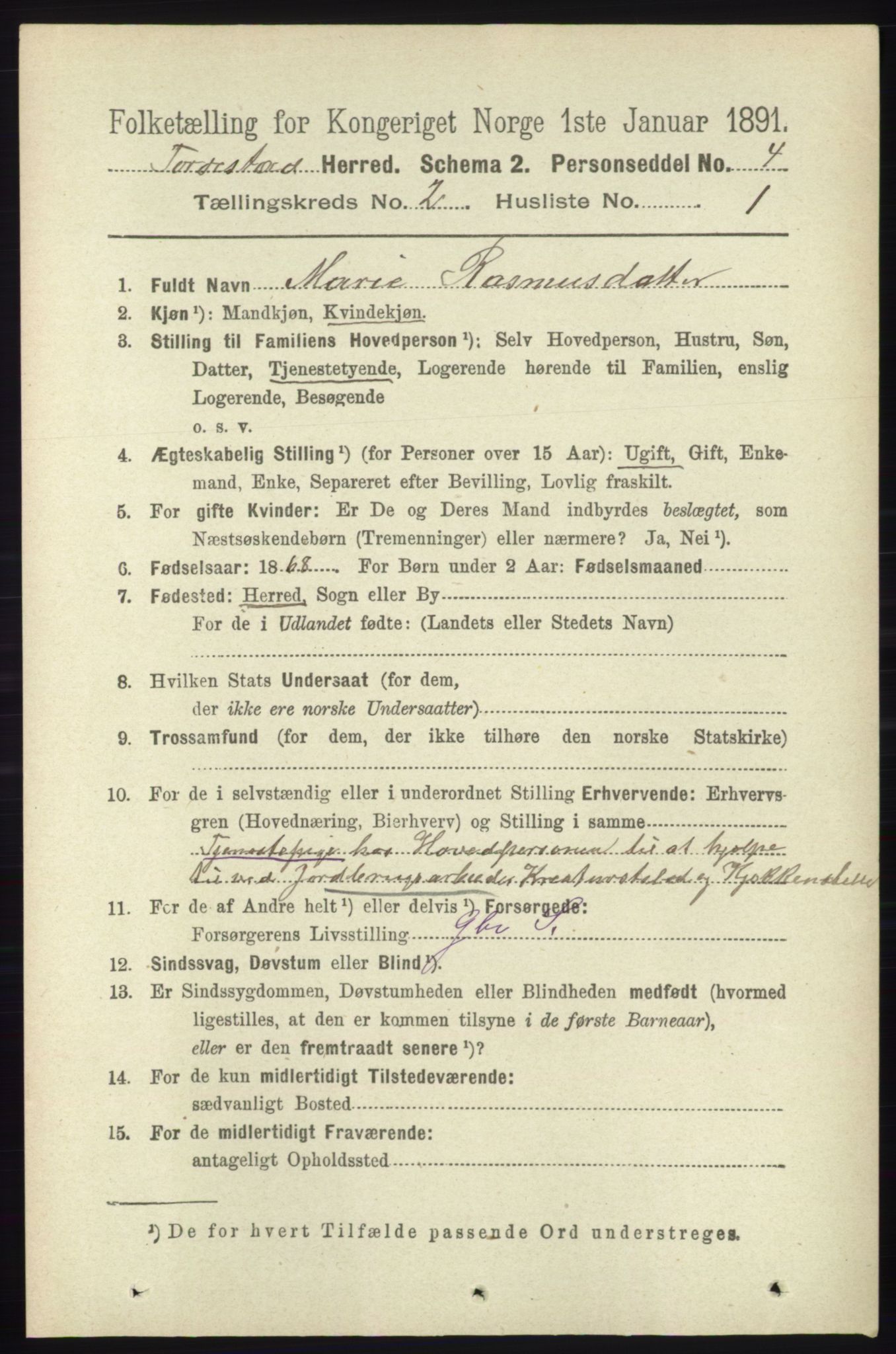 RA, 1891 census for 1152 Torvastad, 1891, p. 518