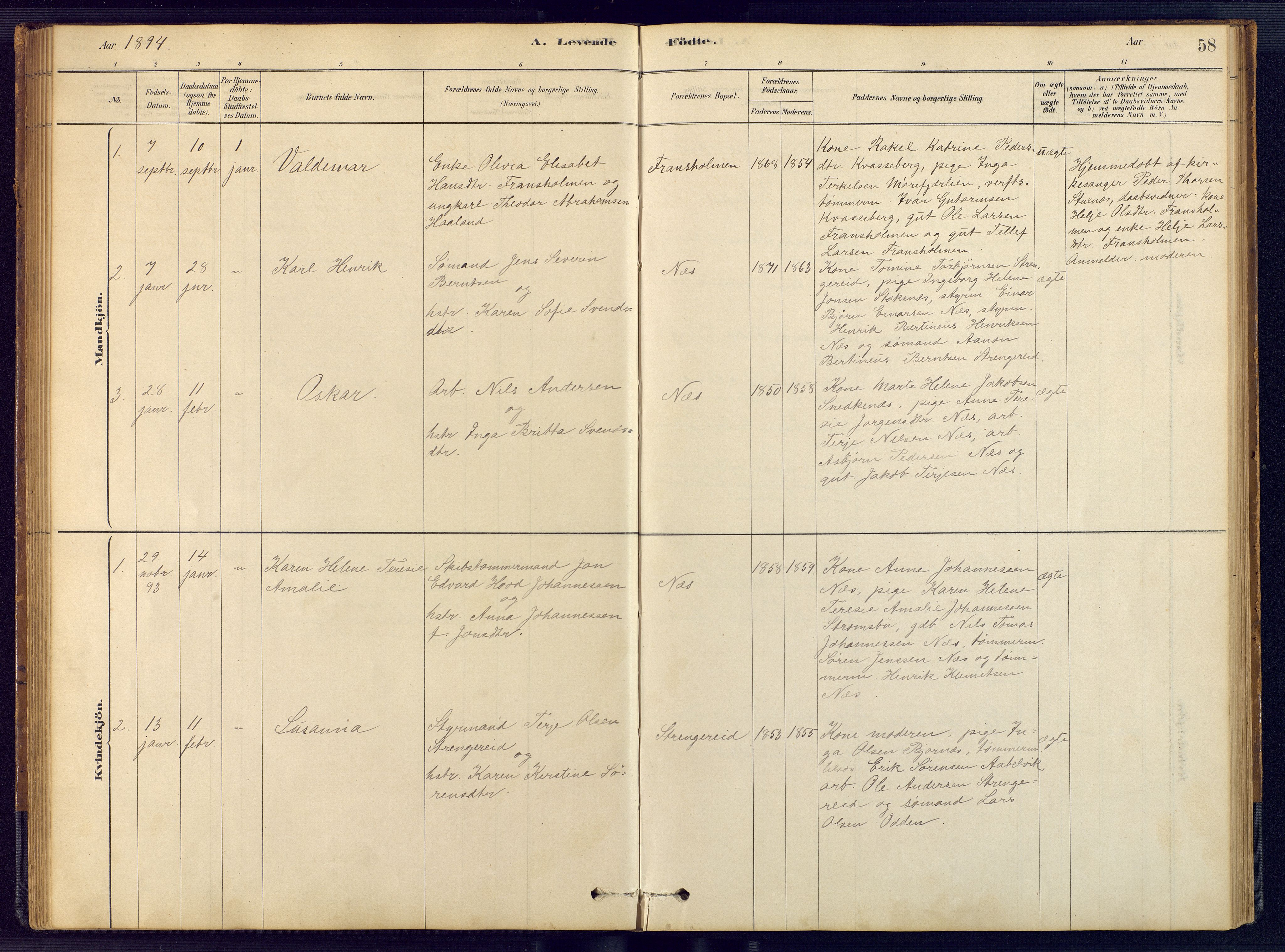 Austre Moland sokneprestkontor, SAK/1111-0001/F/Fb/Fbb/L0001: Parish register (copy) no. B 1, 1878-1904, p. 58