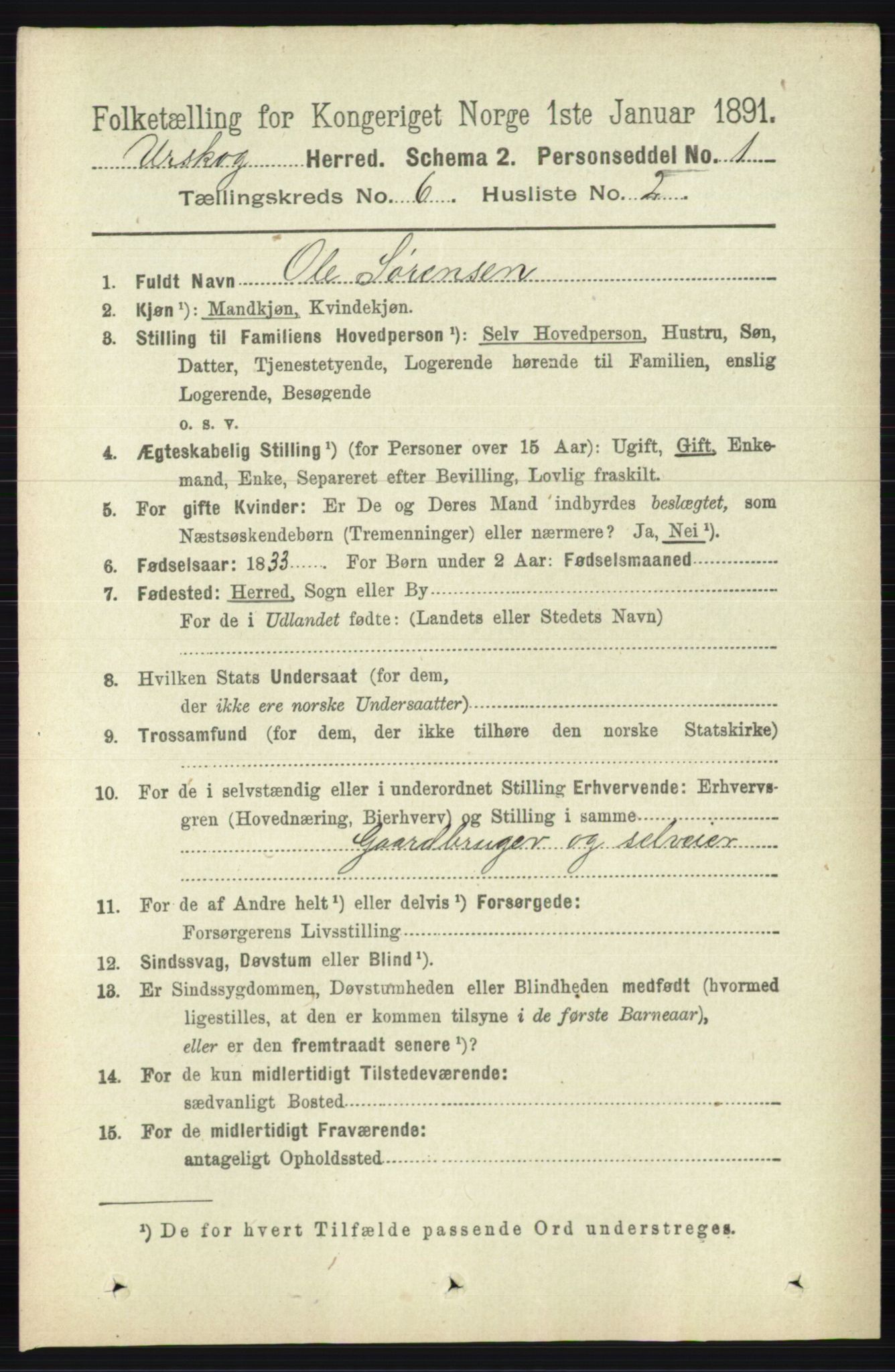 RA, 1891 census for 0224 Aurskog, 1891, p. 2746