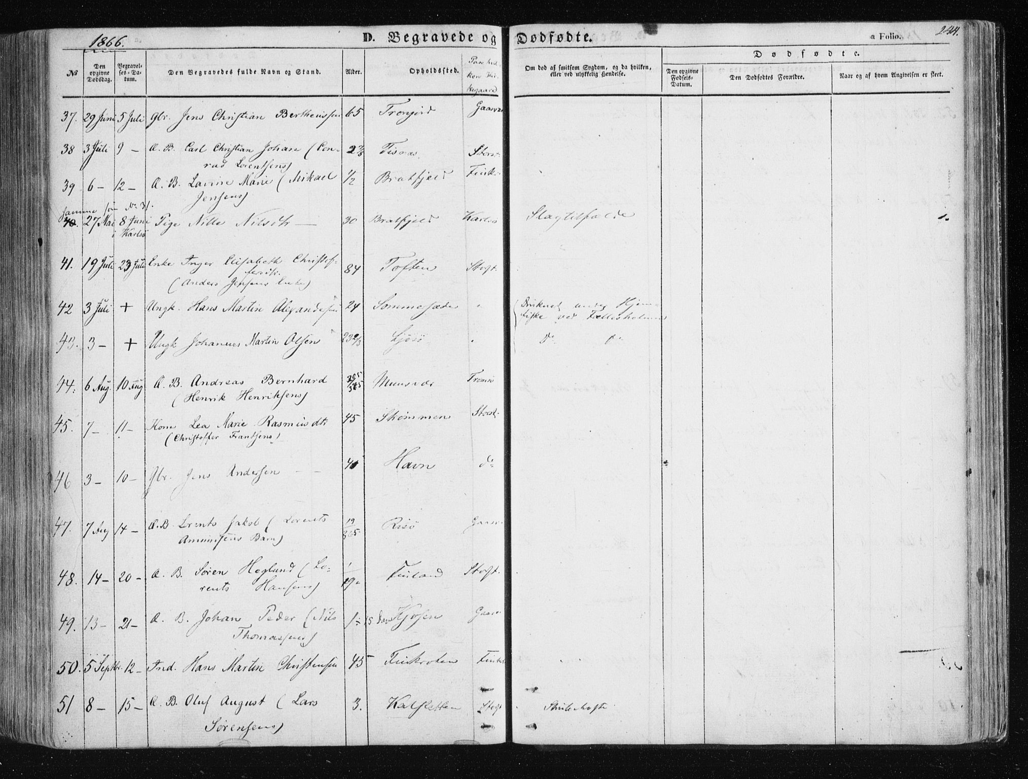 Tromsøysund sokneprestkontor, SATØ/S-1304/G/Ga/L0001kirke: Parish register (official) no. 1, 1856-1867, p. 244