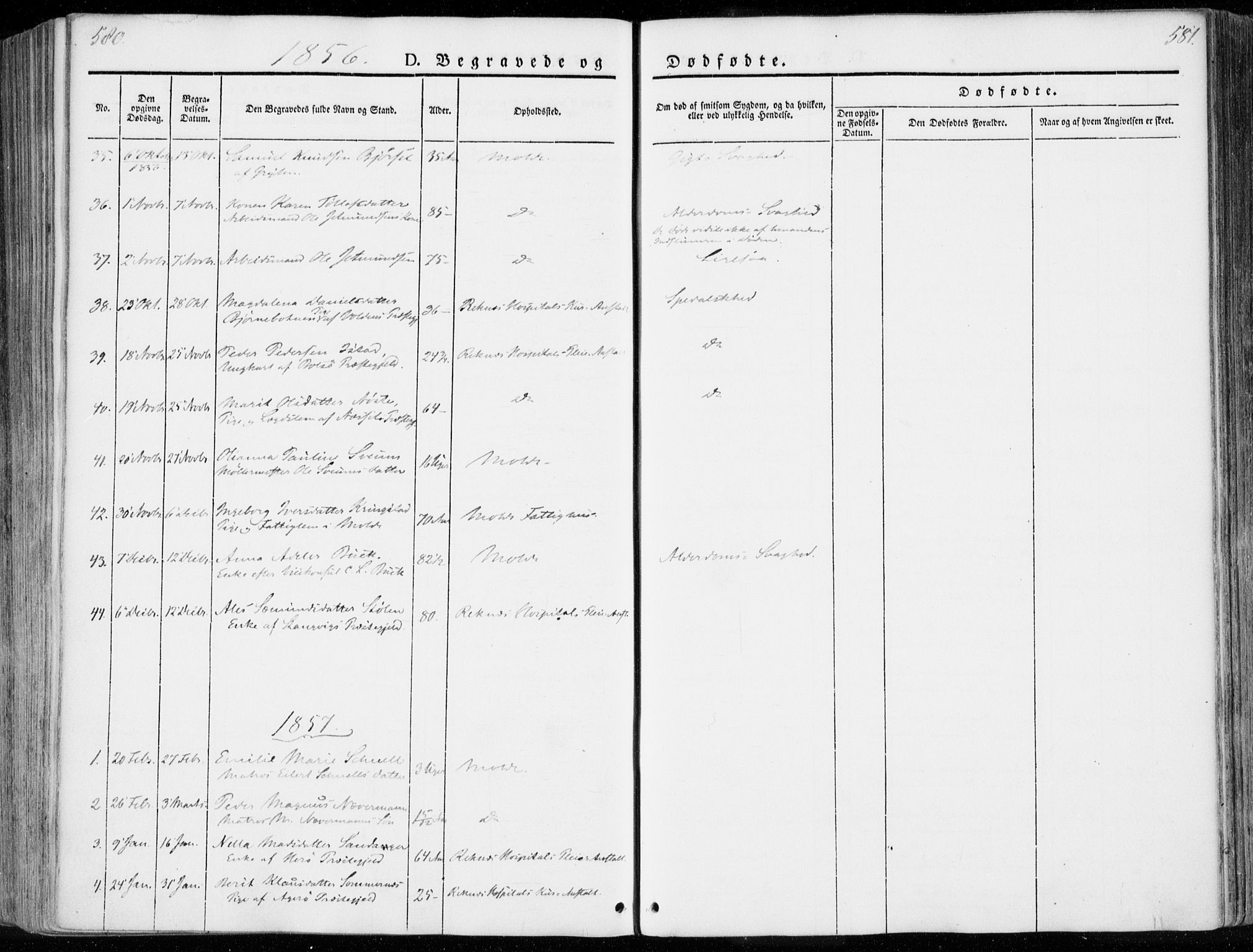 Ministerialprotokoller, klokkerbøker og fødselsregistre - Møre og Romsdal, SAT/A-1454/558/L0689: Parish register (official) no. 558A03, 1843-1872, p. 580-581