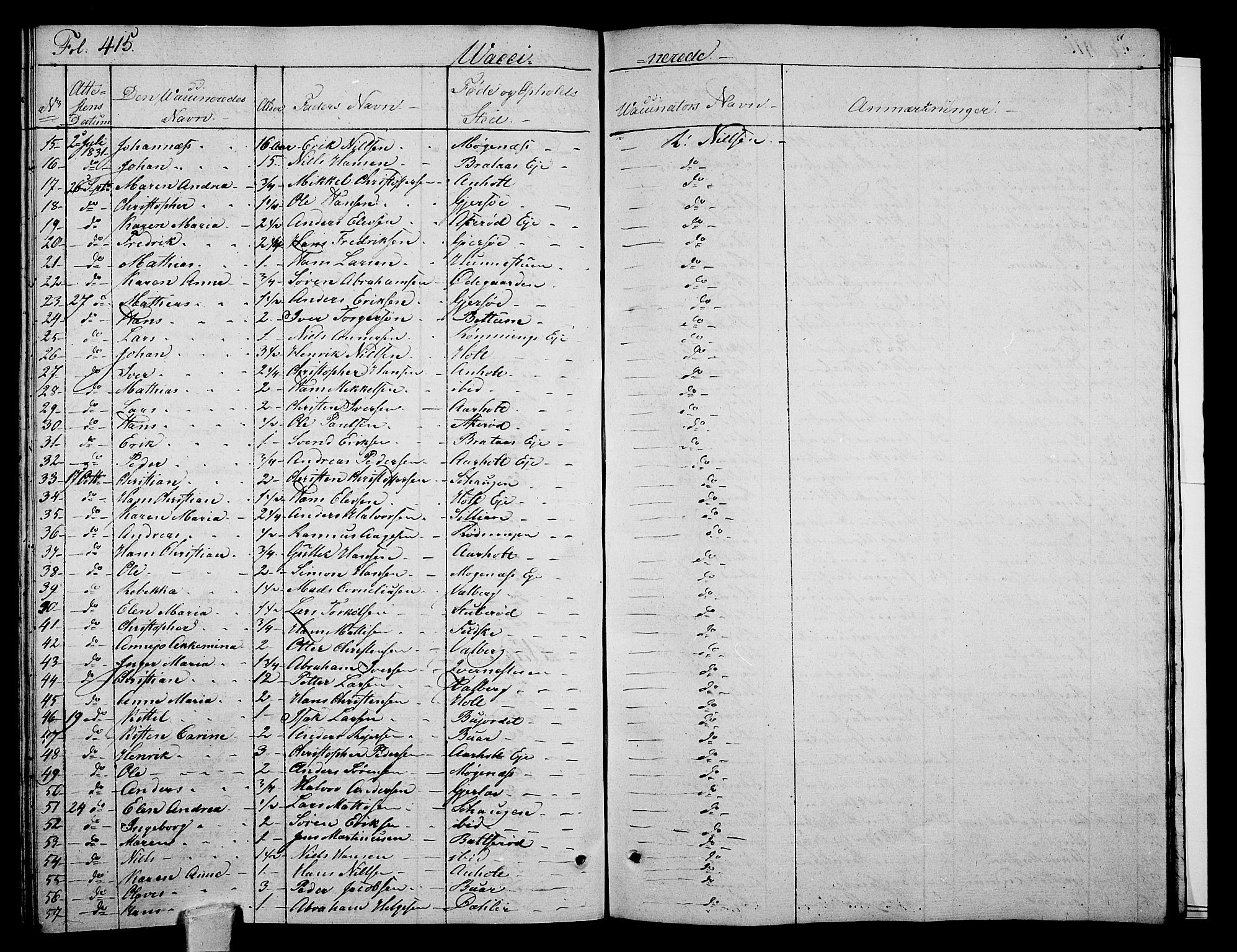 Stokke kirkebøker, SAKO/A-320/F/Fa/L0006: Parish register (official) no. I 6, 1826-1843, p. 415