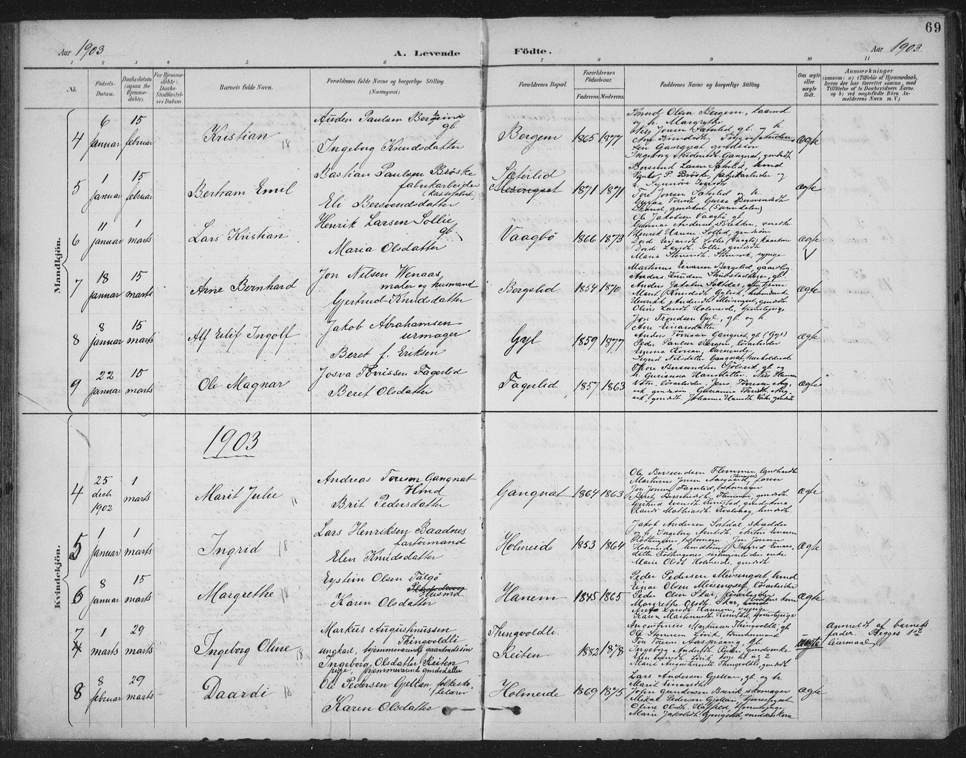 Ministerialprotokoller, klokkerbøker og fødselsregistre - Møre og Romsdal, AV/SAT-A-1454/586/L0988: Parish register (official) no. 586A14, 1893-1905, p. 69